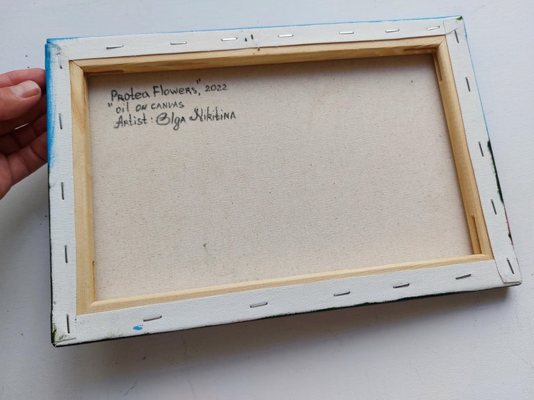 Olga Nikitina Garden route Floral Oil Painting Protea South Africa