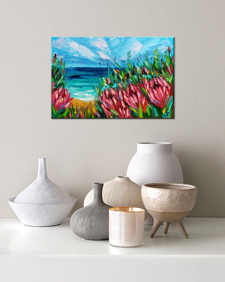 Olga Nikitina Garden route Floral Oil Painting Protea South Africa