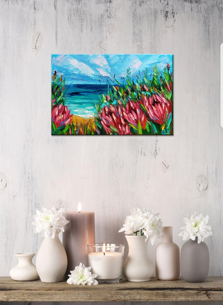 Olga Nikitina Garden route Floral Oil Painting Protea South Africa
