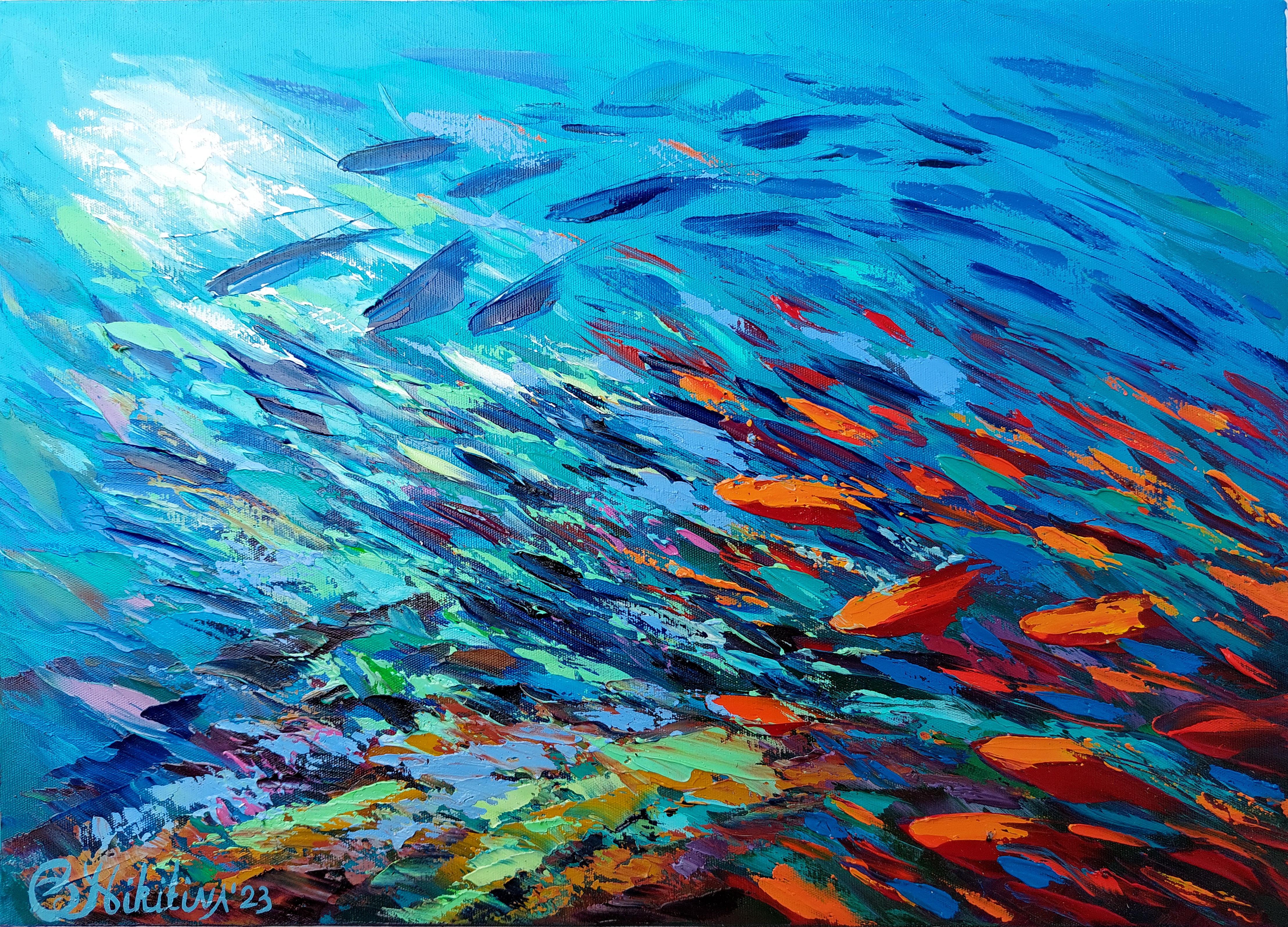 Olga Nikitina Animal Painting – Korallenreef auf Hawaii