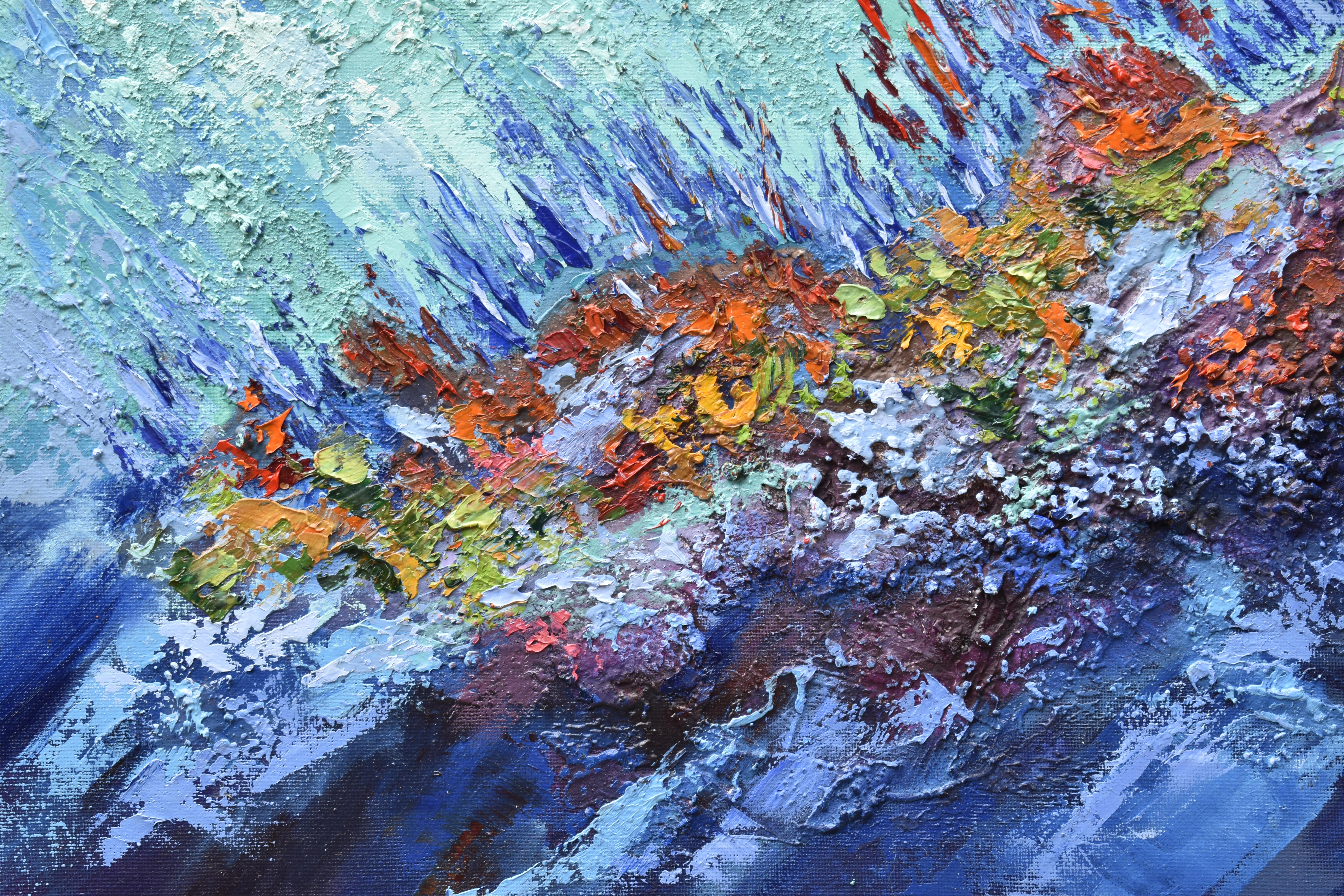 Hawaii Coral Reef Textured Painting  For Sale 2