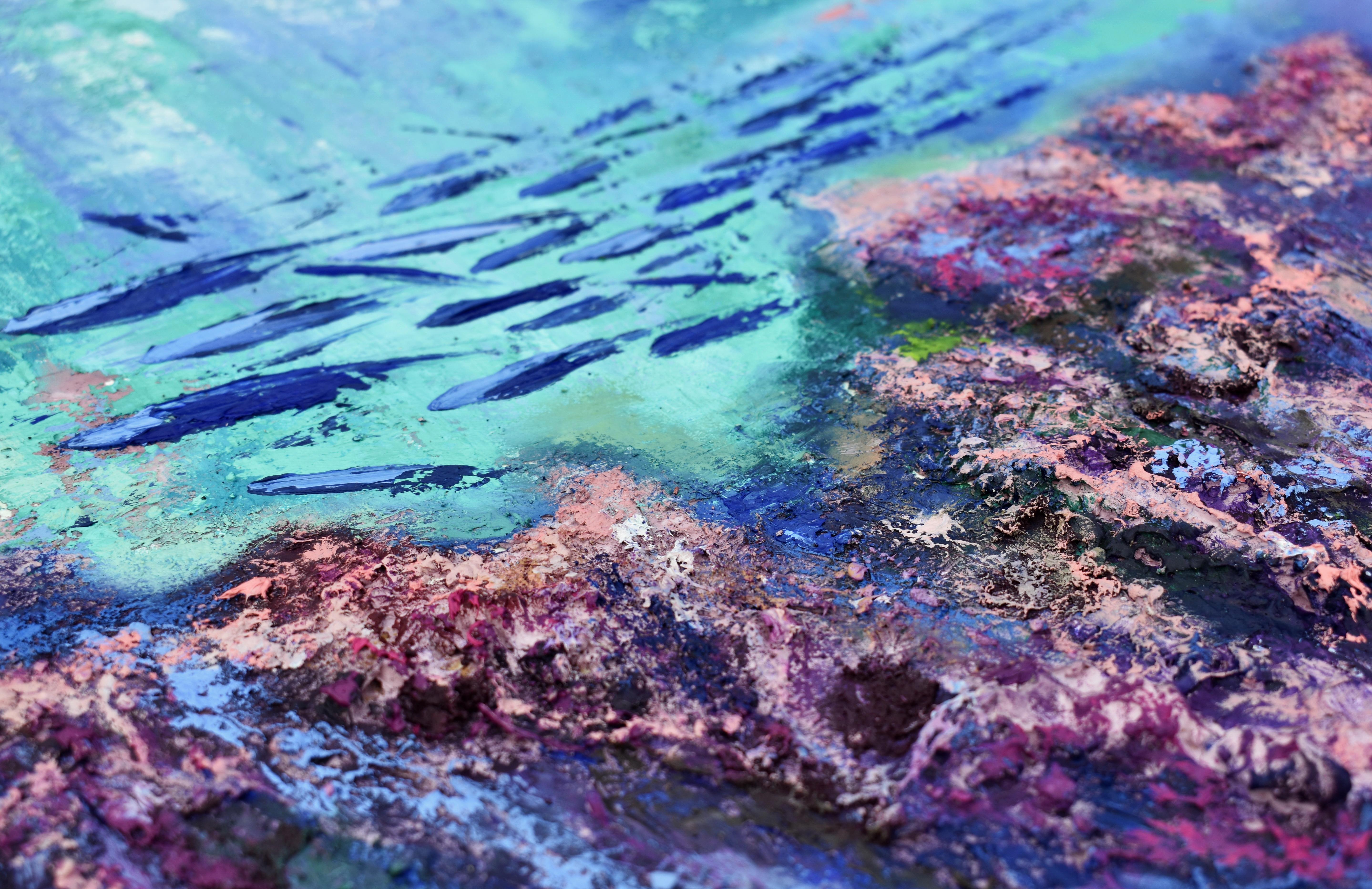 Hawaii Coral Reef Textured Painting  For Sale 5
