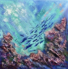 Used Hawaii Coral Reef Textured Painting 