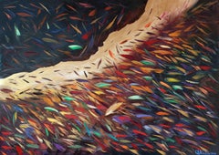 Hawaii Fish Cave Oil Painting on Canvas, Impasto, 60x85 cm, New