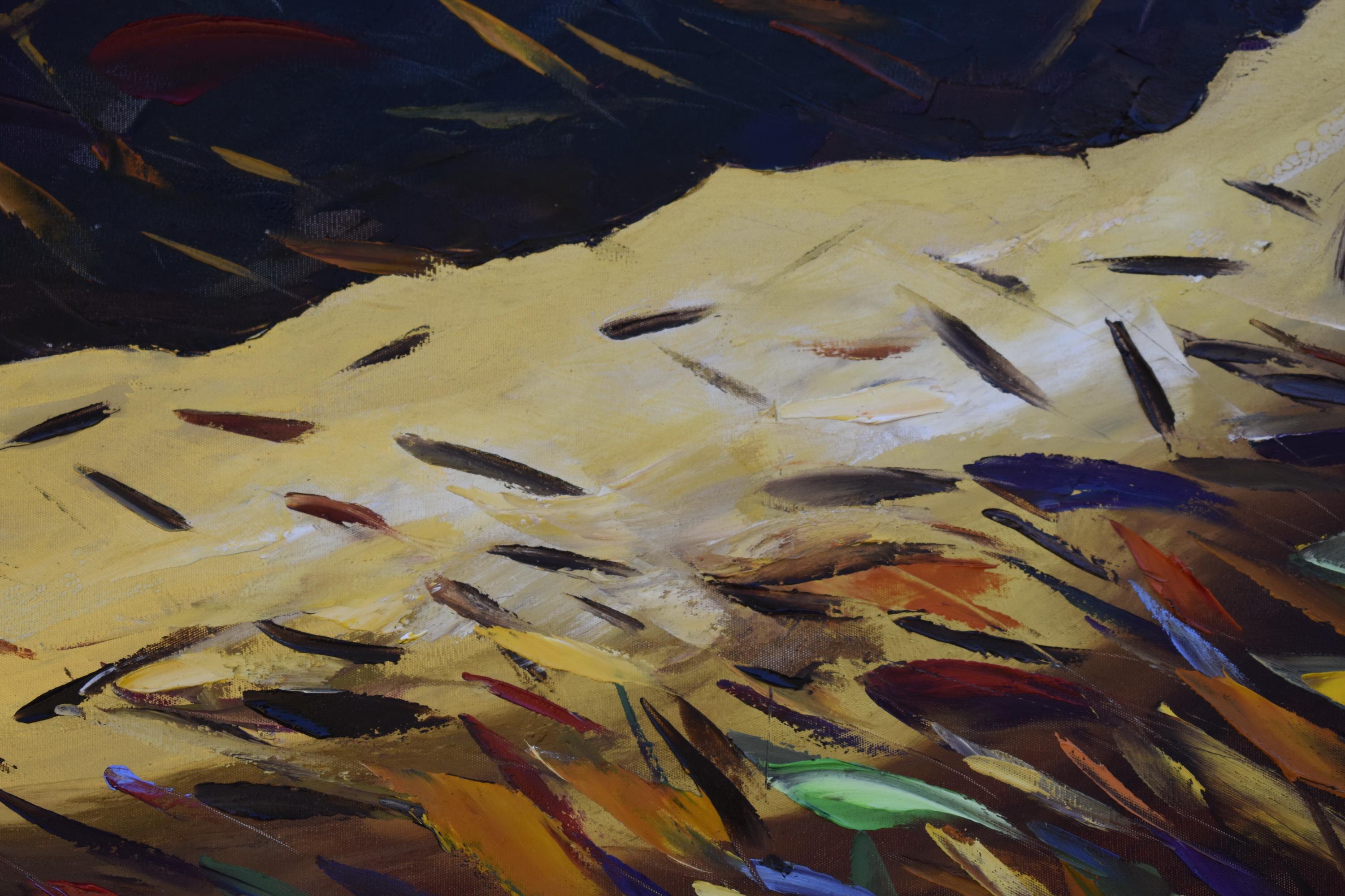 Pittura della grotta del pesce delle Hawaii - Painting di Olga Nikitina