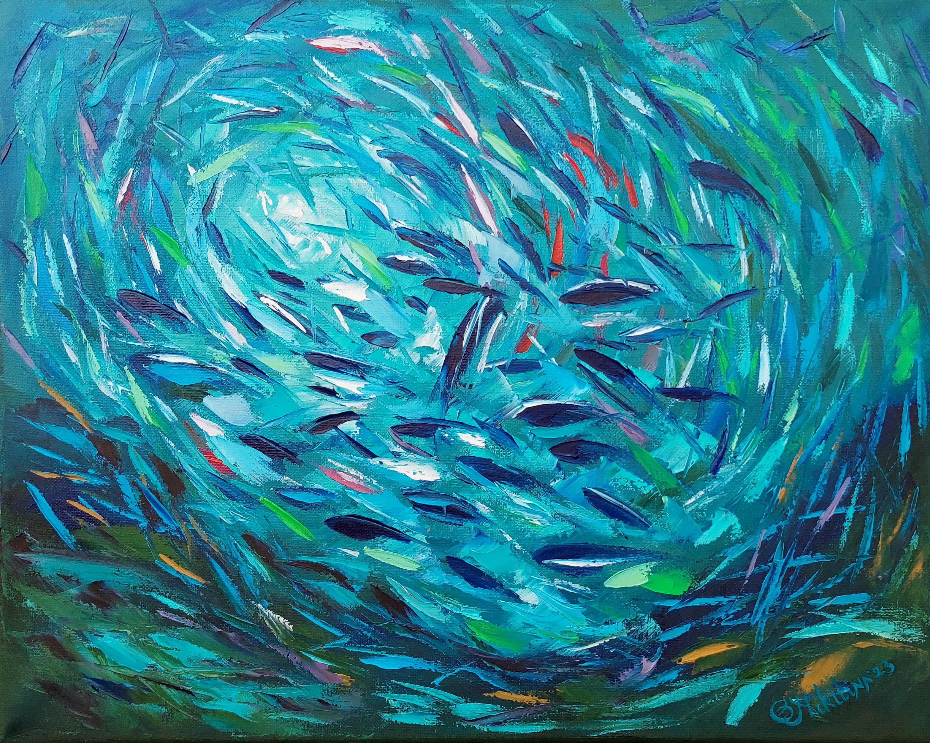 Olga Nikitina Abstract Painting - Hawaii Fish Painting Underwater Art