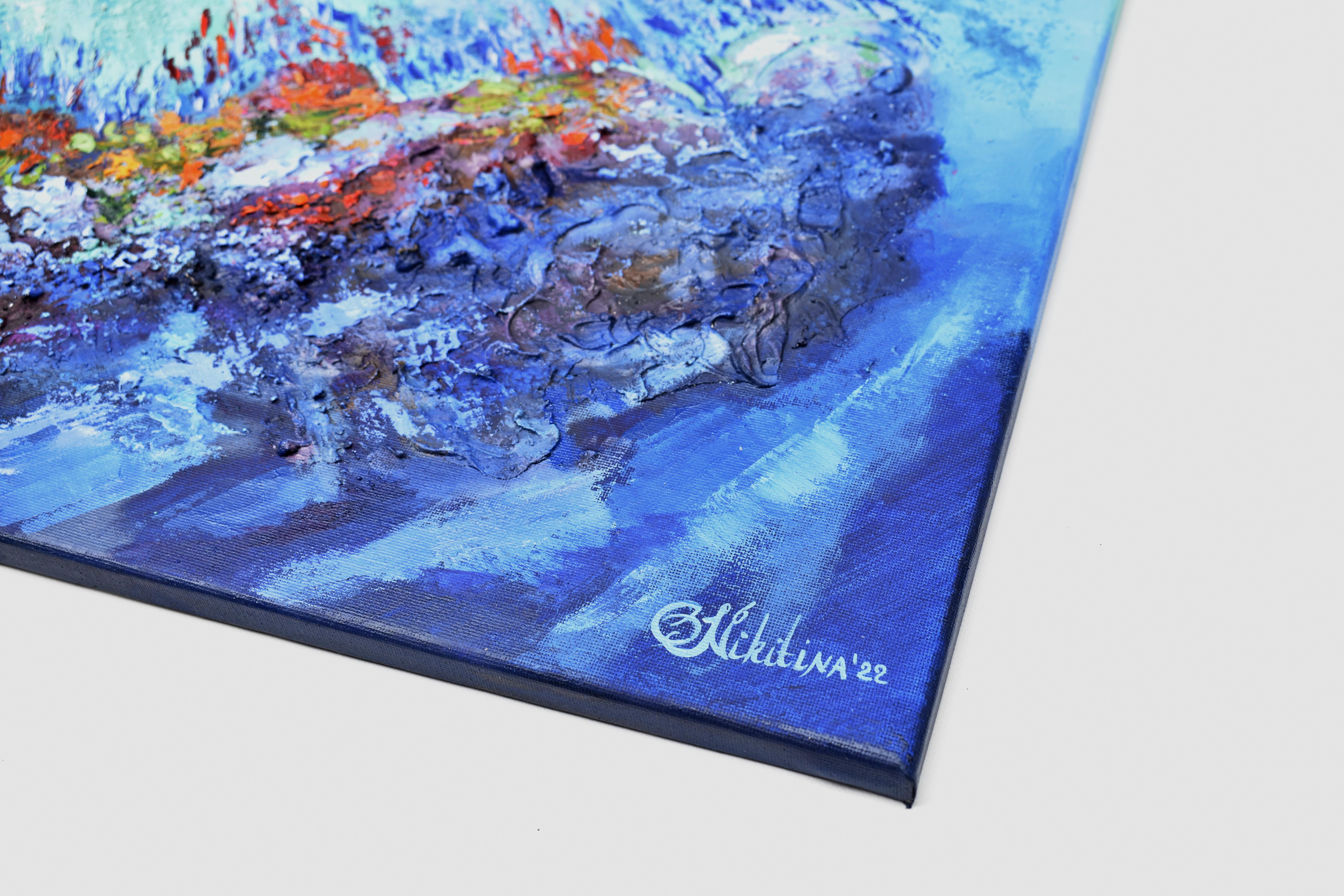 Hawaii Pintura Arrecife de Coral Arte Original Textura 3D - Painting de Olga Nikitina