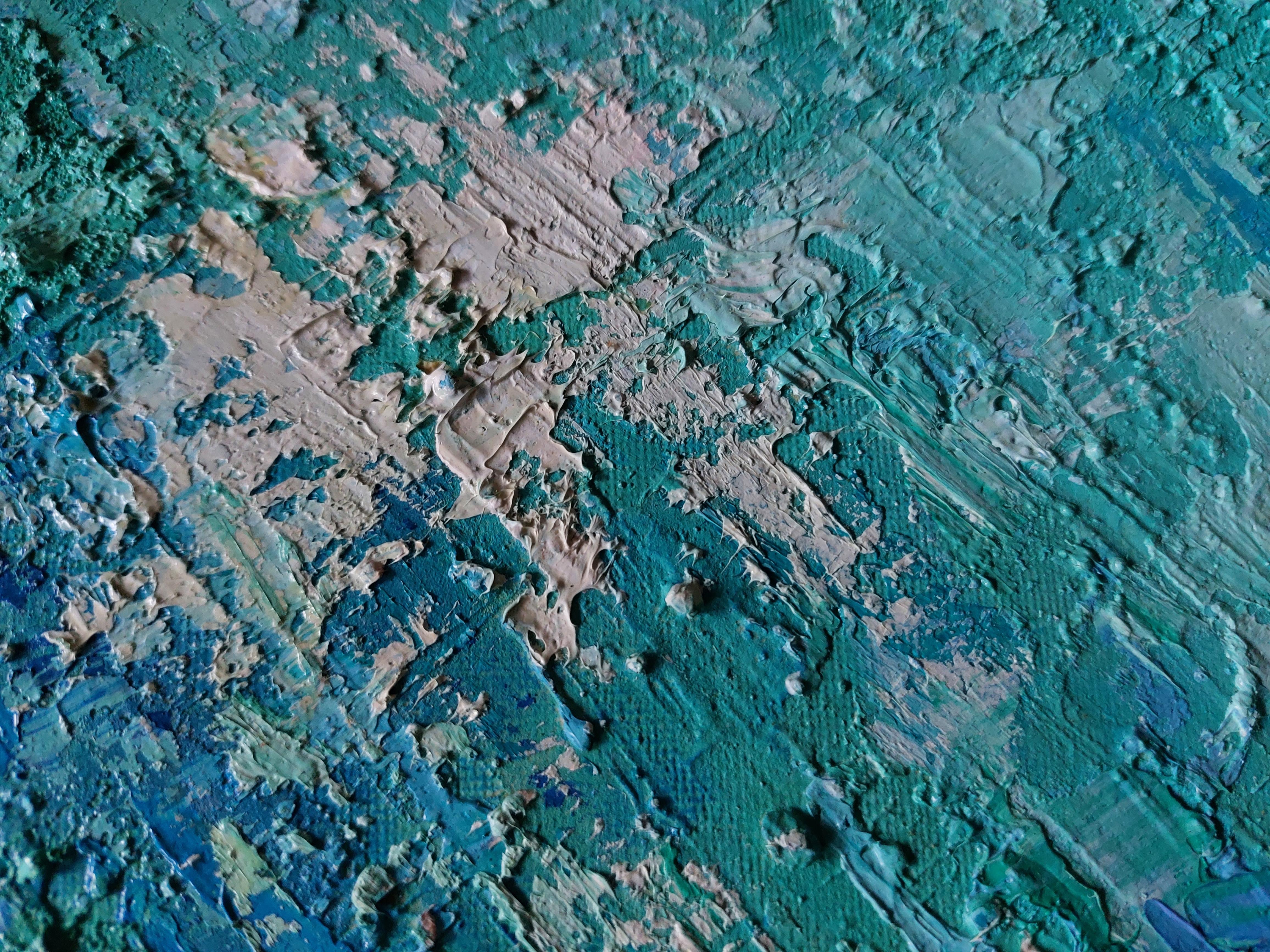 Hawaii Pintura Arrecife de Coral Arte Original Textura 3D en venta 2