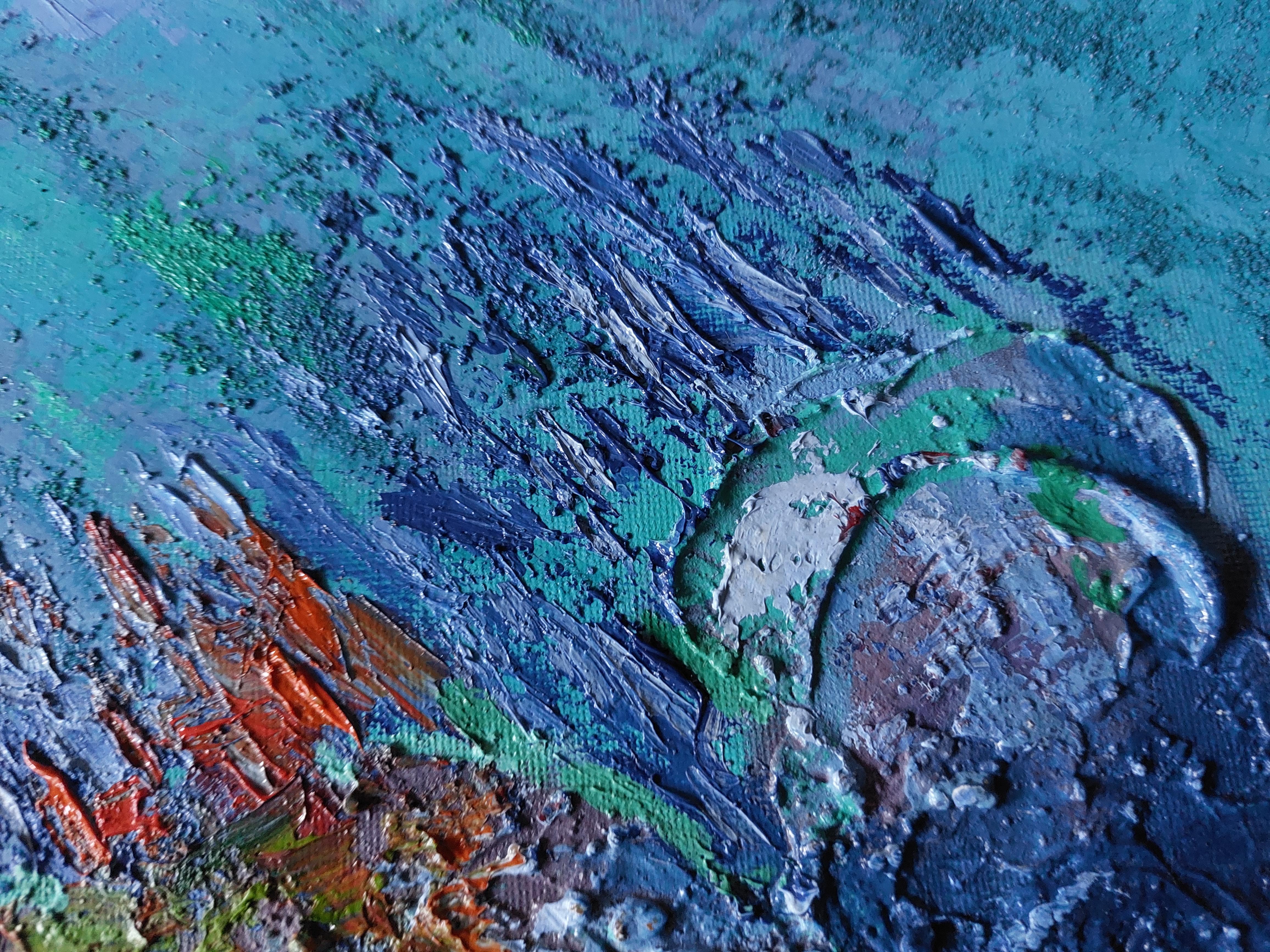 Hawaii Pintura Arrecife de Coral Arte Original Textura 3D en venta 3