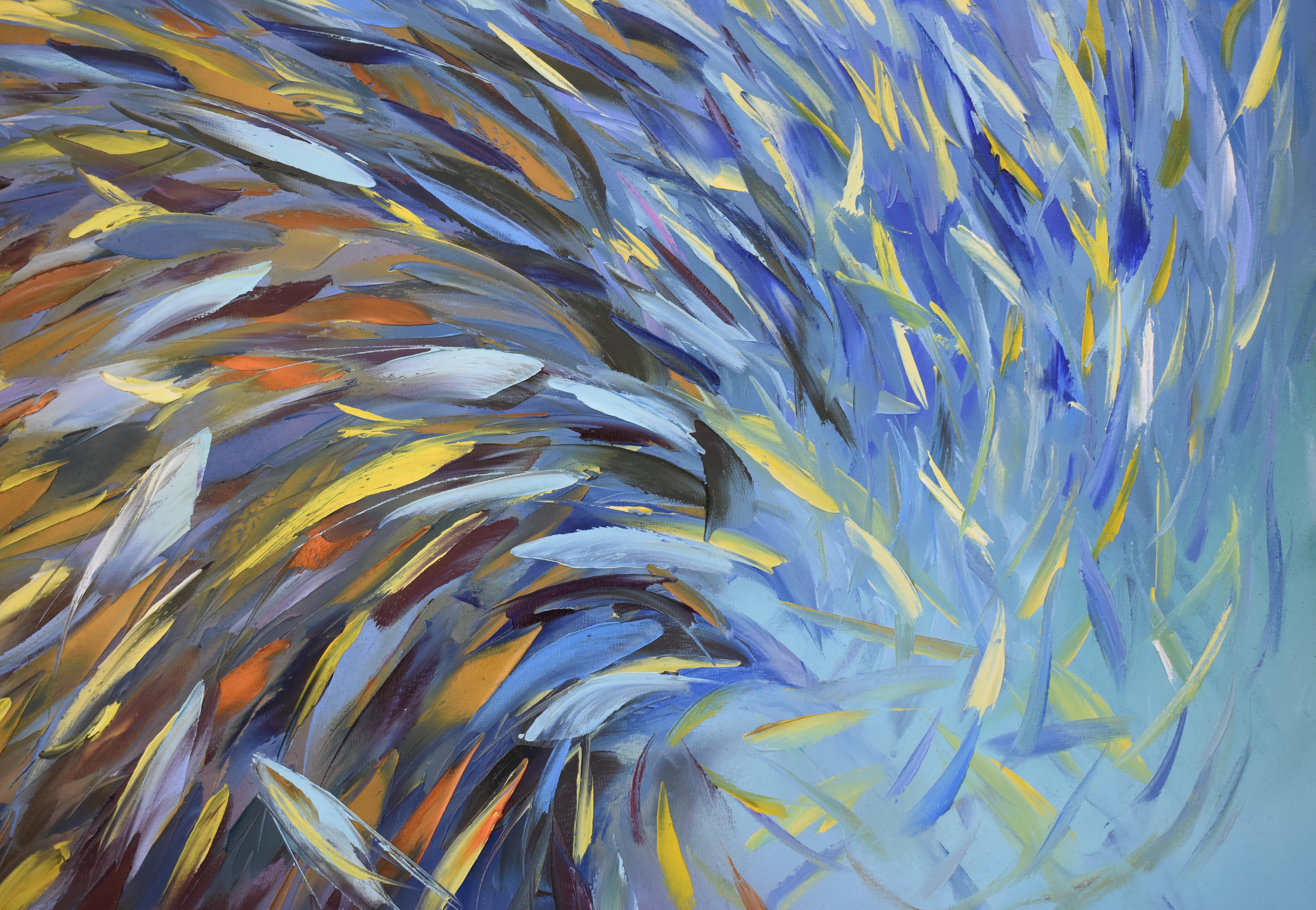 Hawaii Tropical Fish Painting Underwater Art - Blue Interior Painting by Olga Nikitina