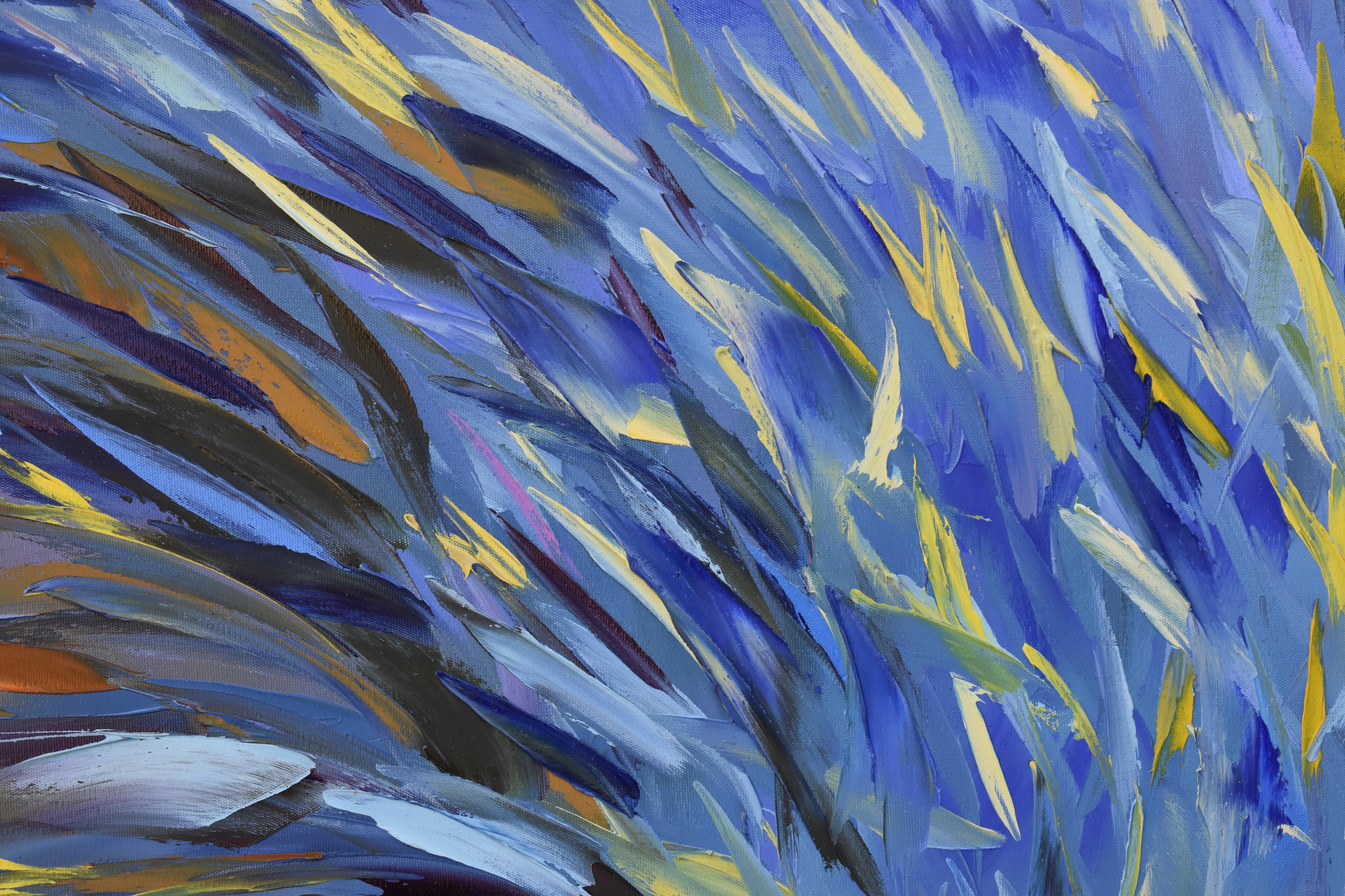 HawaiiTropical School of Fish
This stunning oil painting on canvas by Olga Nikitina captures the beauty of a school of fish swimming gracefully in the ocean depths. The vibrant blue hues and intricate details bring the underwater scene to life, with