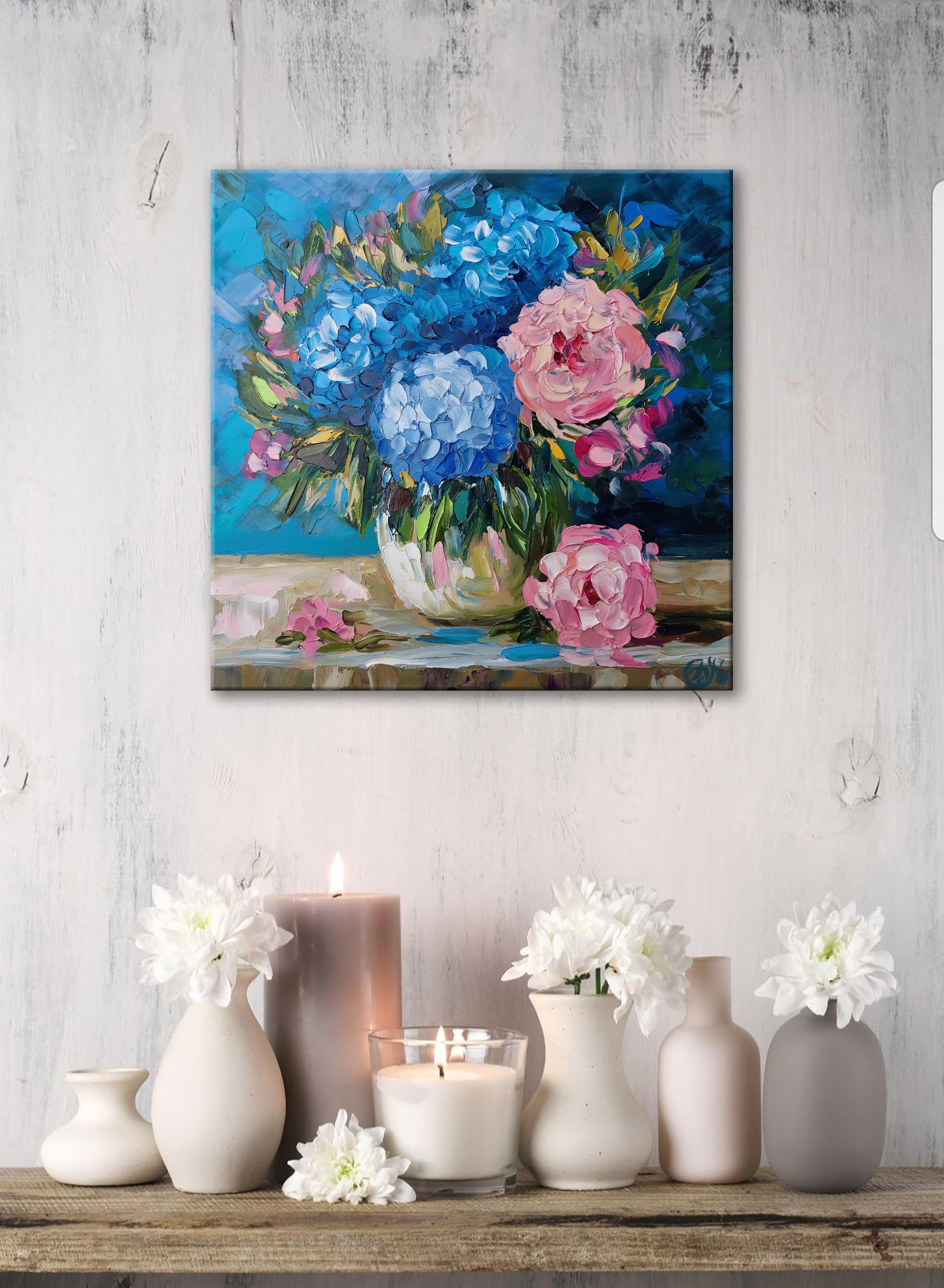 Hydrangea Original Oil Painting By Valeria Shtepa – Impasto Floral Still Life, 5x7" Unframed, Ukraine