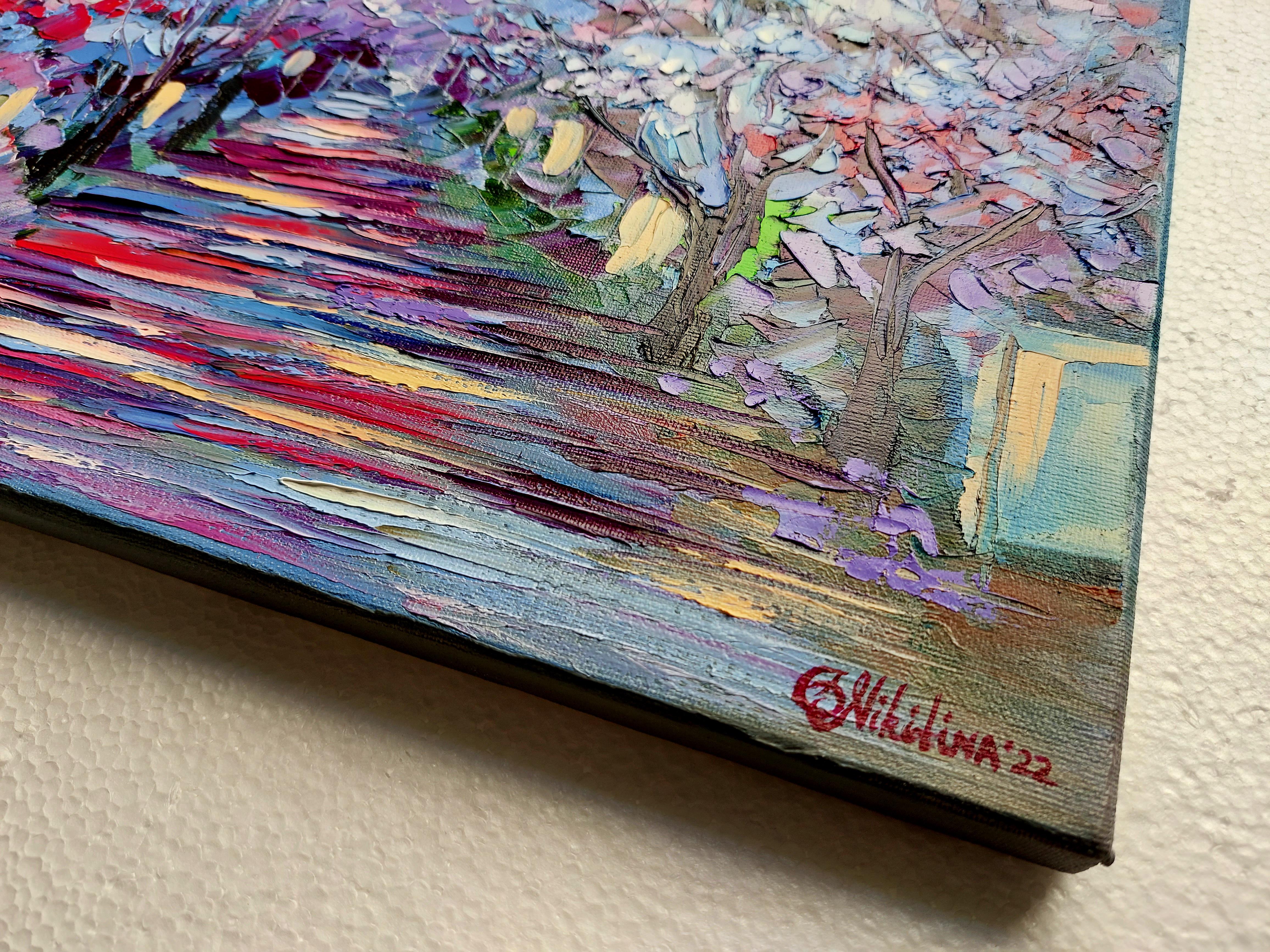 Jacaranda Tree Pintura al Óleo Arte Original - Painting Impresionista de Olga Nikitina