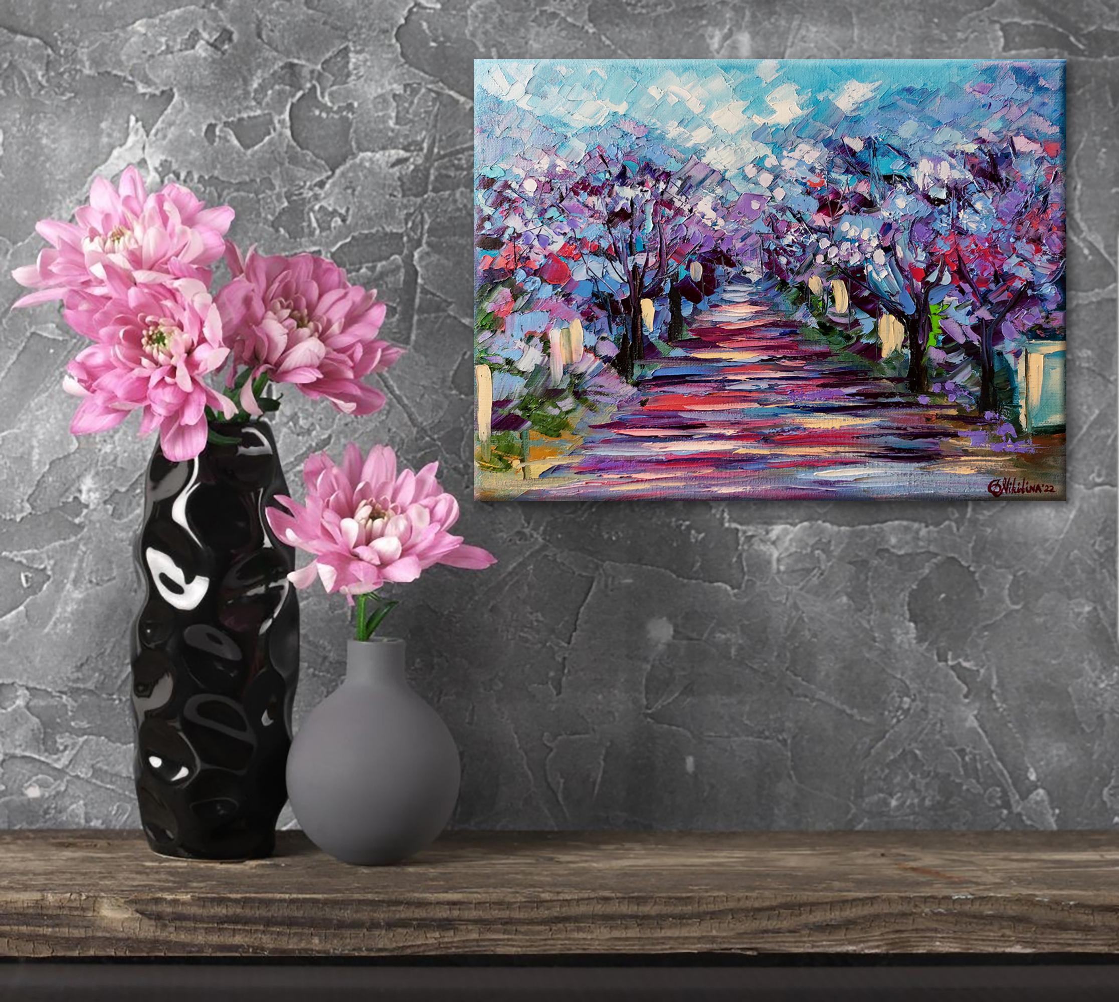 Jacaranda Tree Pintura al Óleo Arte Original en venta 2