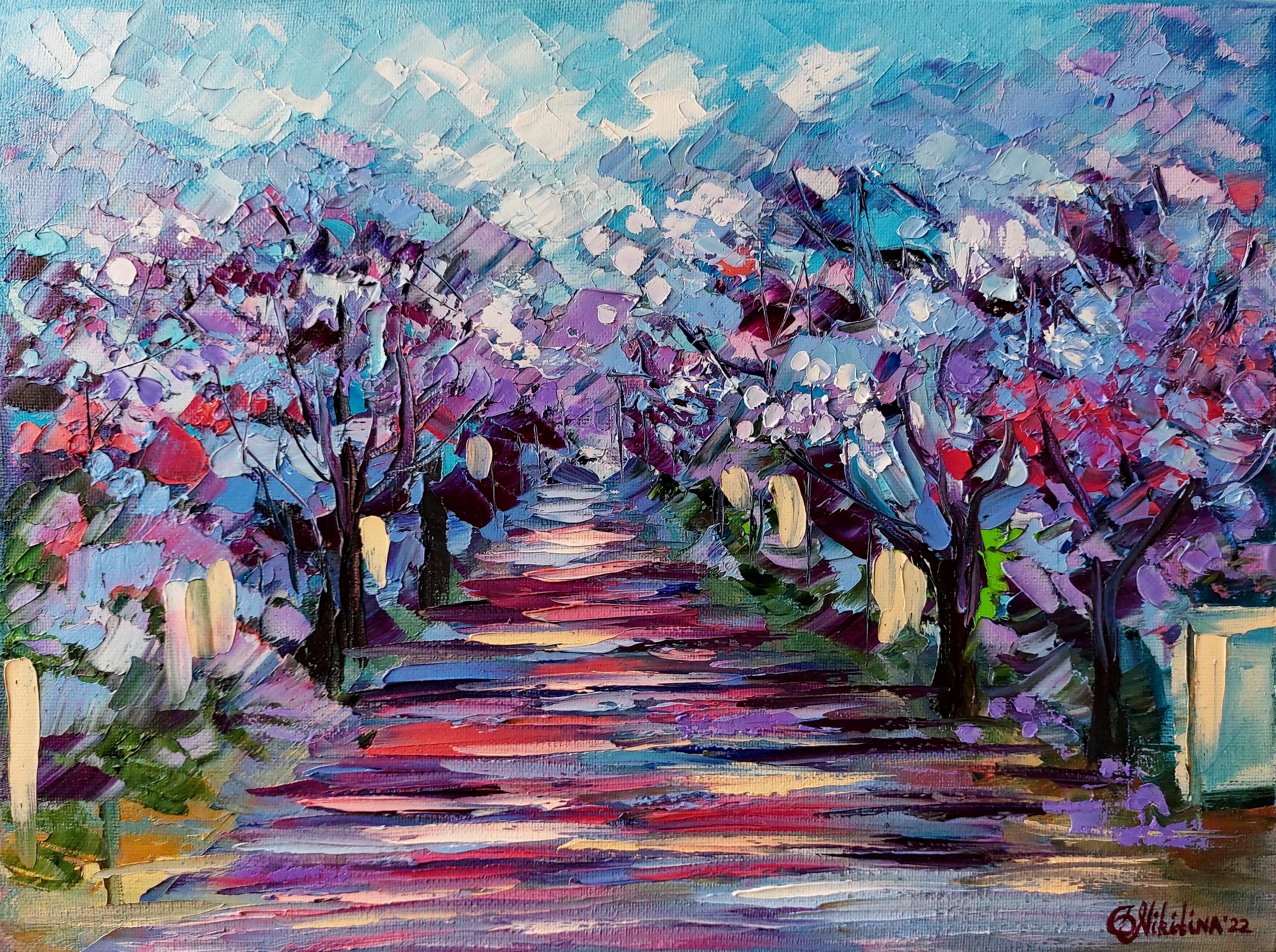 Jacaranda Tree Pintura al Óleo Arte Original