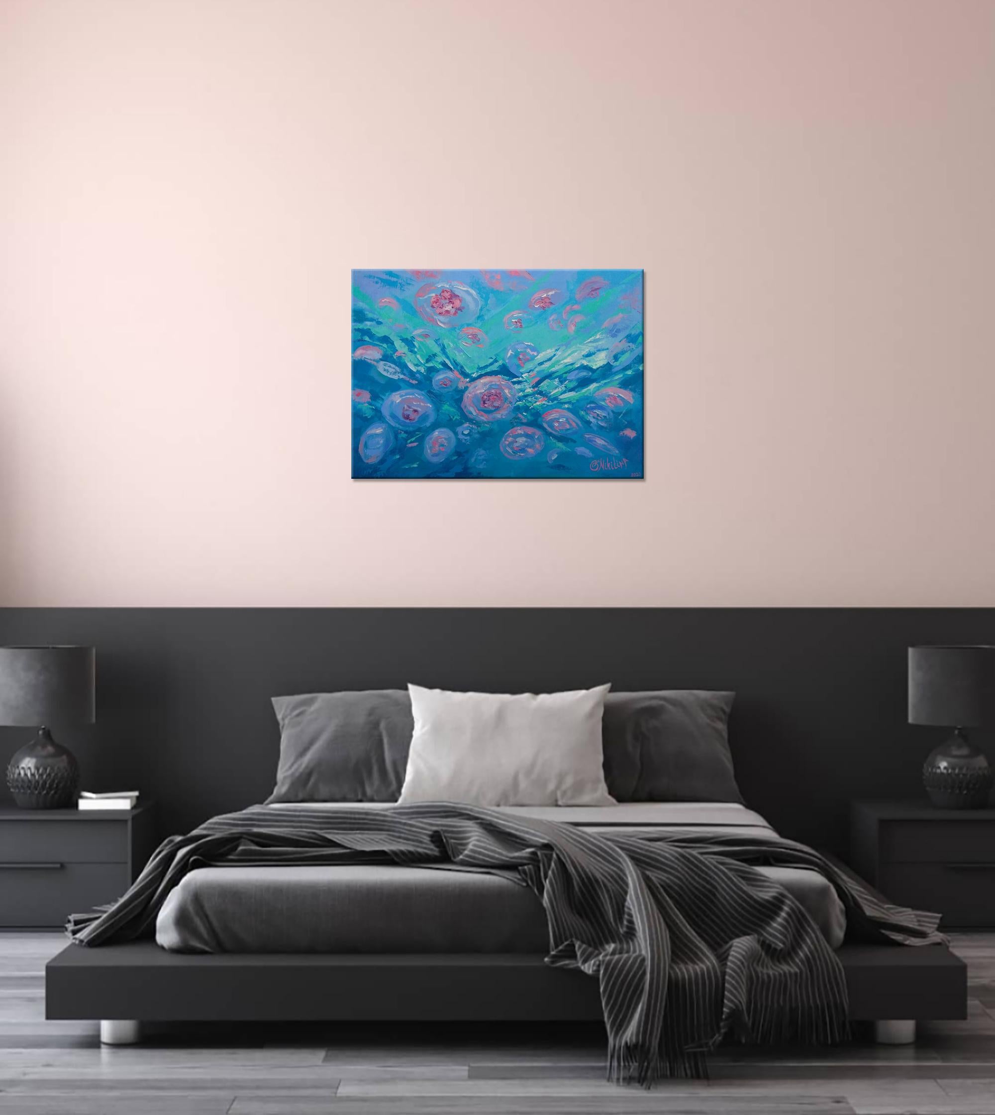 100% Original Art by Olga Nikitina. Jellyfish in Ocean Underwater Art 
Original Coral Reef underwater painting by Olga Nikitina.
* Title: Jelly Fish
* Size: 70x50 cm 28x20