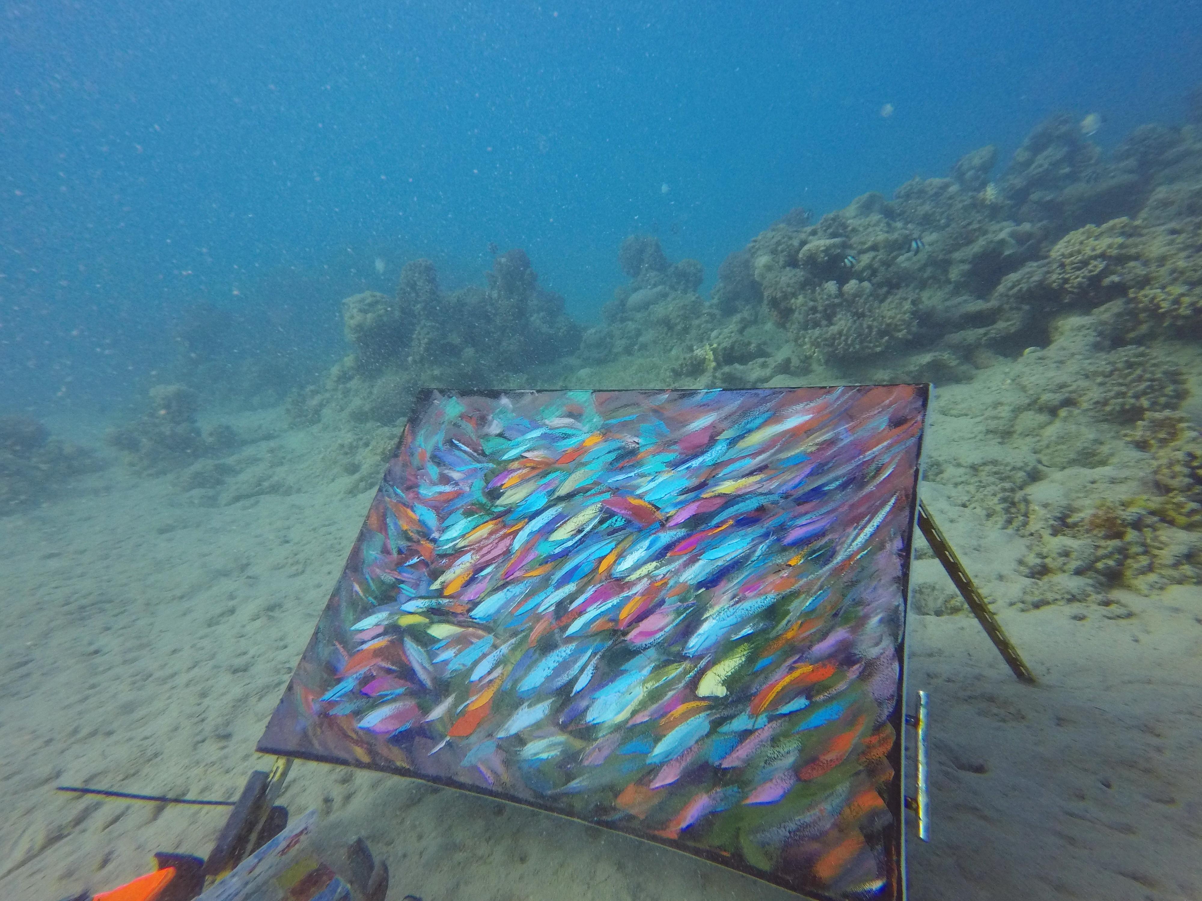 Kaleidoskope Unterwassergemälde entstand unter Wasser in der Tiefe von 7.6 m. im Angebot 5