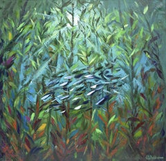 Kelp Forest Oil Painting by Olga Nikitina Contemporary Marine Art 90x90cm