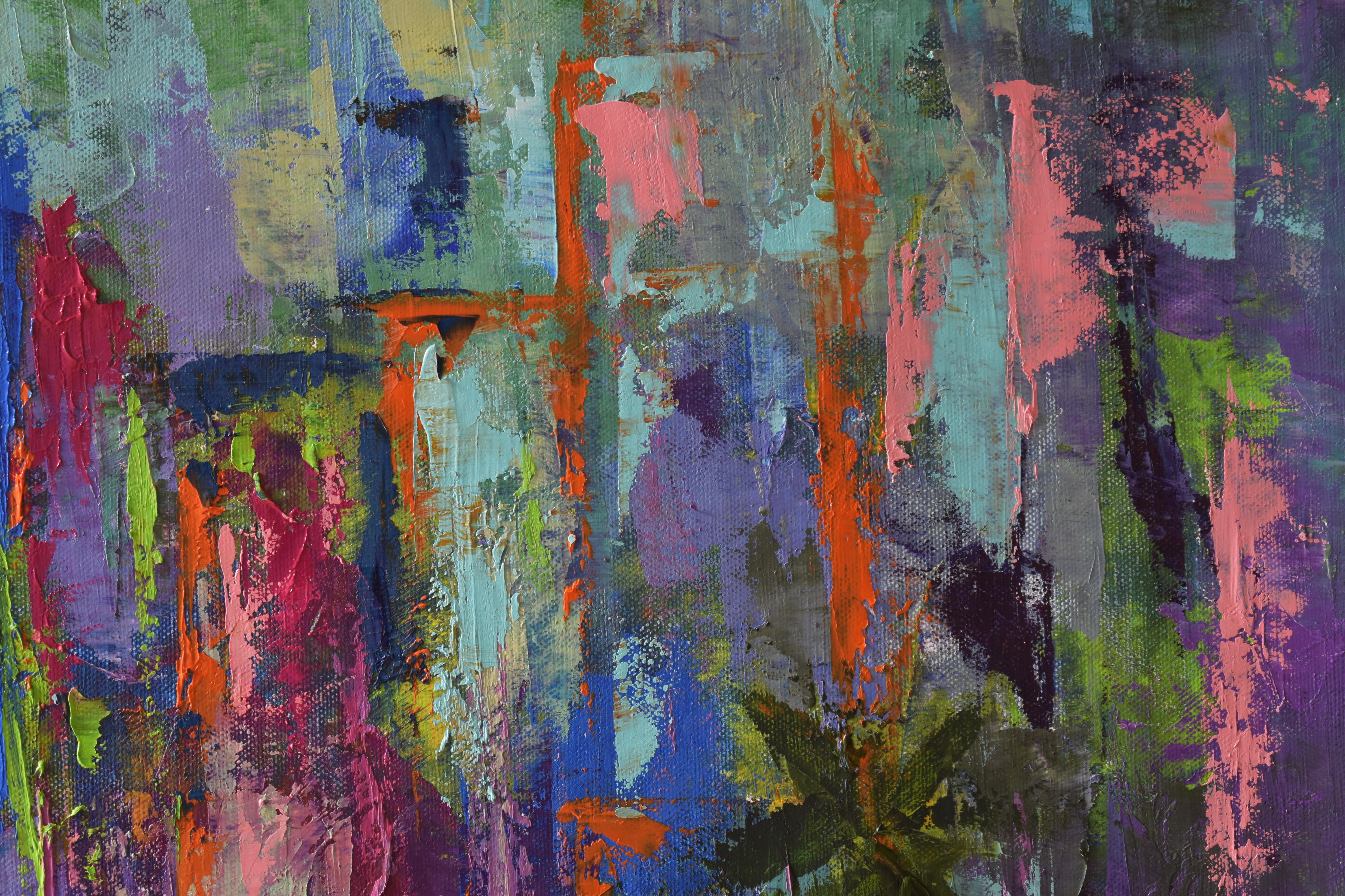 Los Angeles, paesaggio urbano da dipingere - Painting di Olga Nikitina
