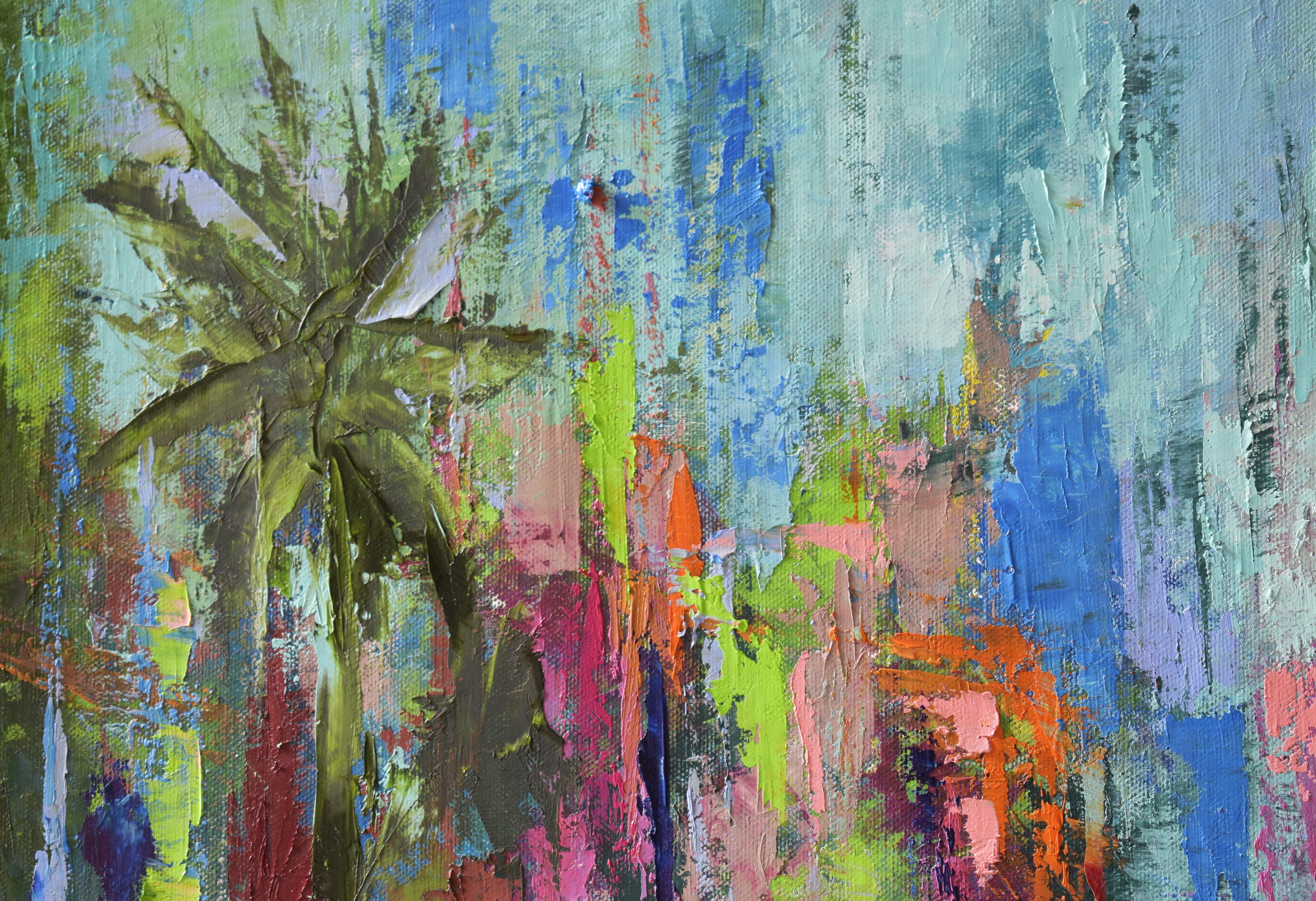 Los Angeles, paesaggio urbano da dipingere - Painting Espressionismo astratto di Olga Nikitina