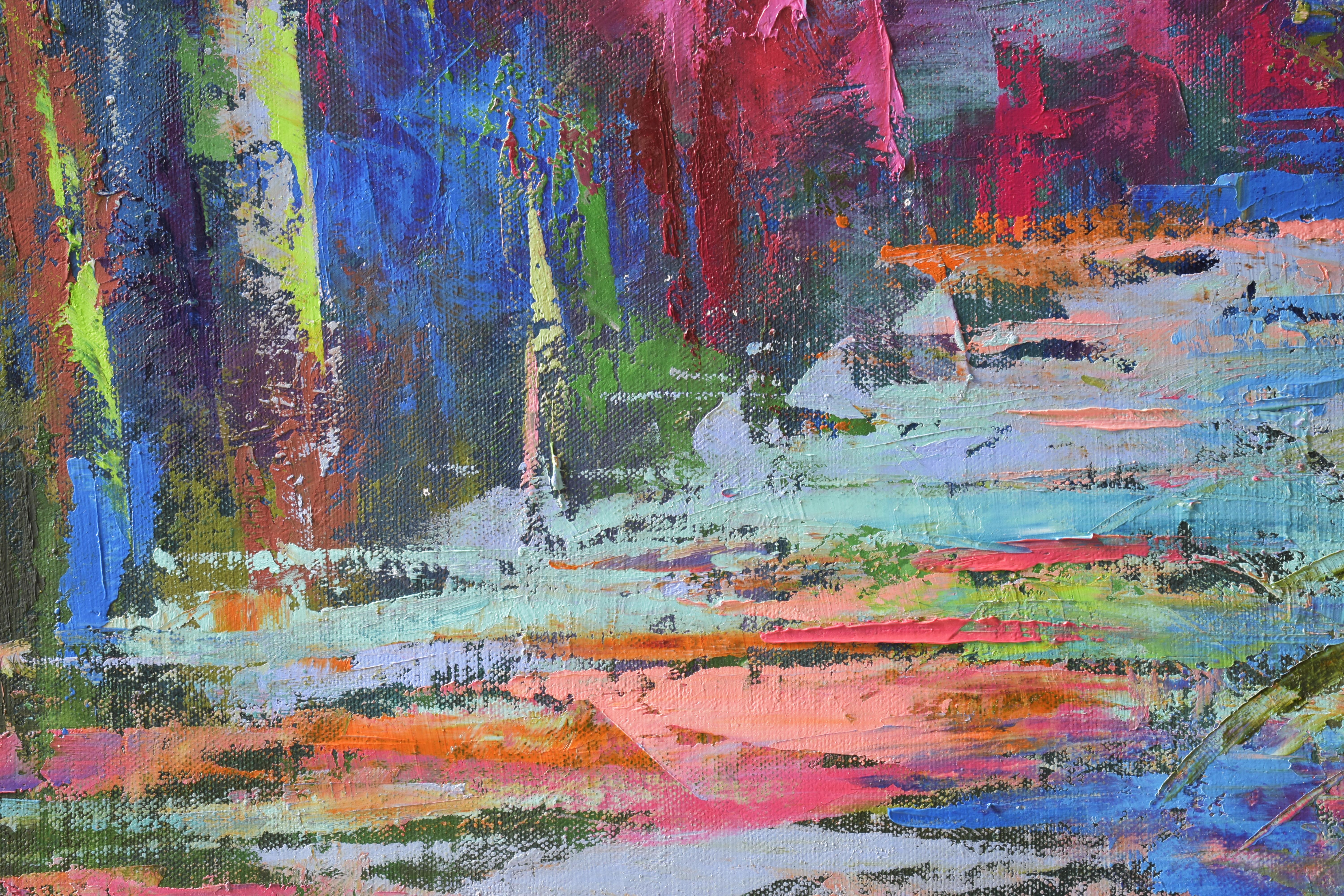 Los Angeles, paesaggio urbano da dipingere - Landscape Painting Grigio di Olga Nikitina
