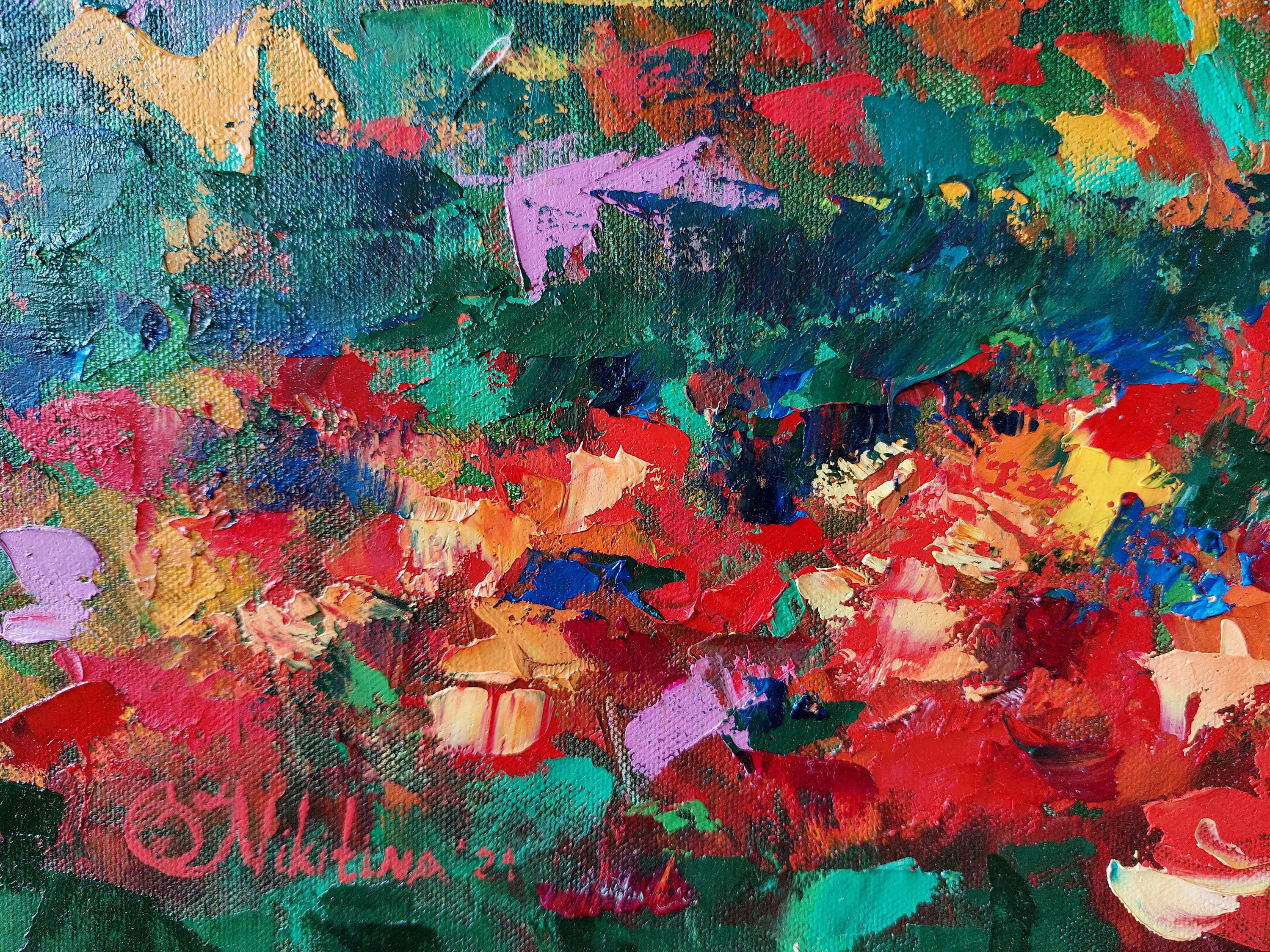 Meadow Painting Poppies Flowers For Sale 4