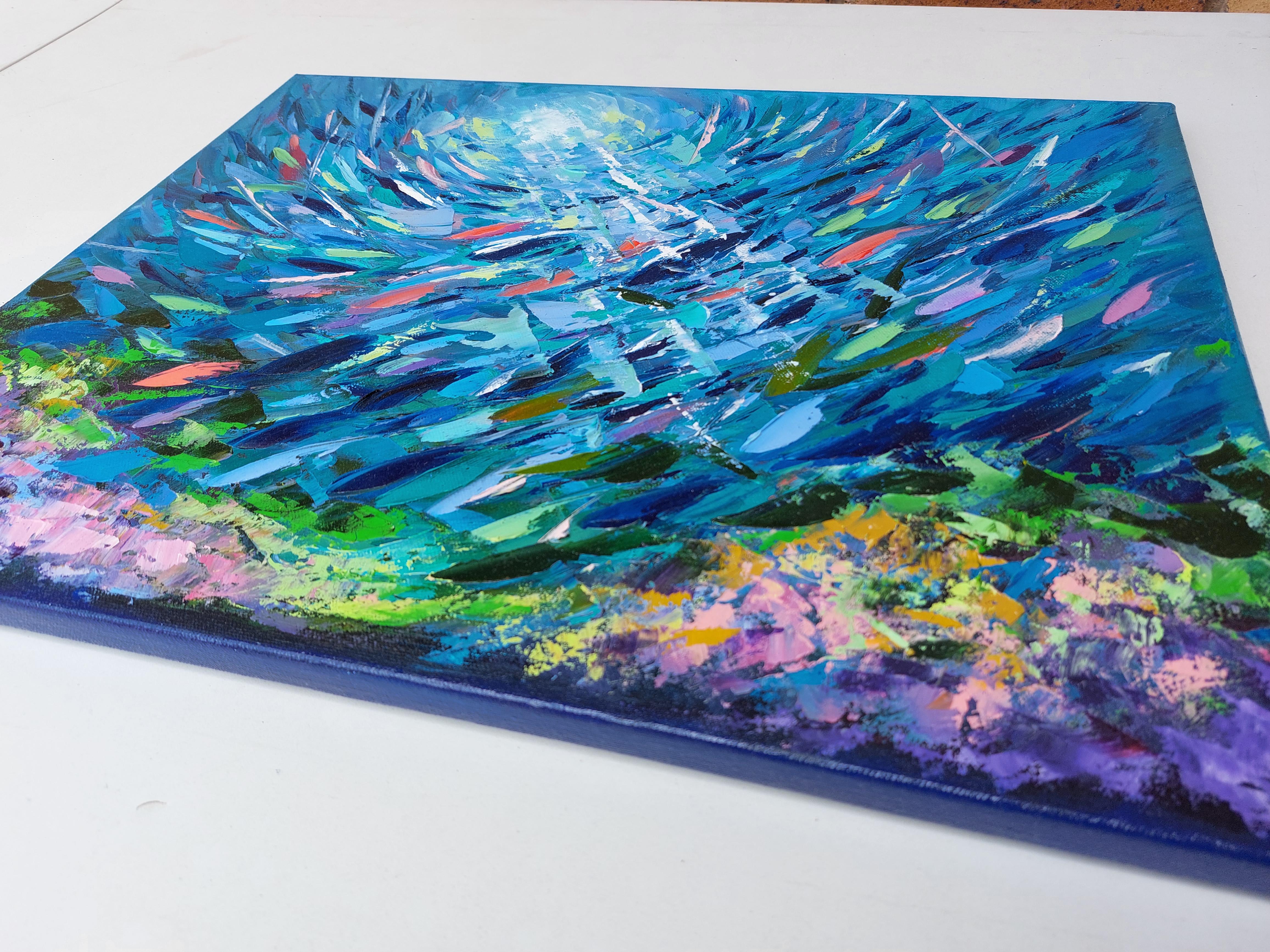 Pittura subacquea Barriera corallina Oceanic Arts Pittura ad olio originale ad impasto in vendita 1