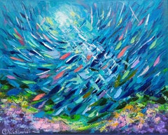 Underwater Painting Coral Reef Ocean Art Original Impasto Oil Painting