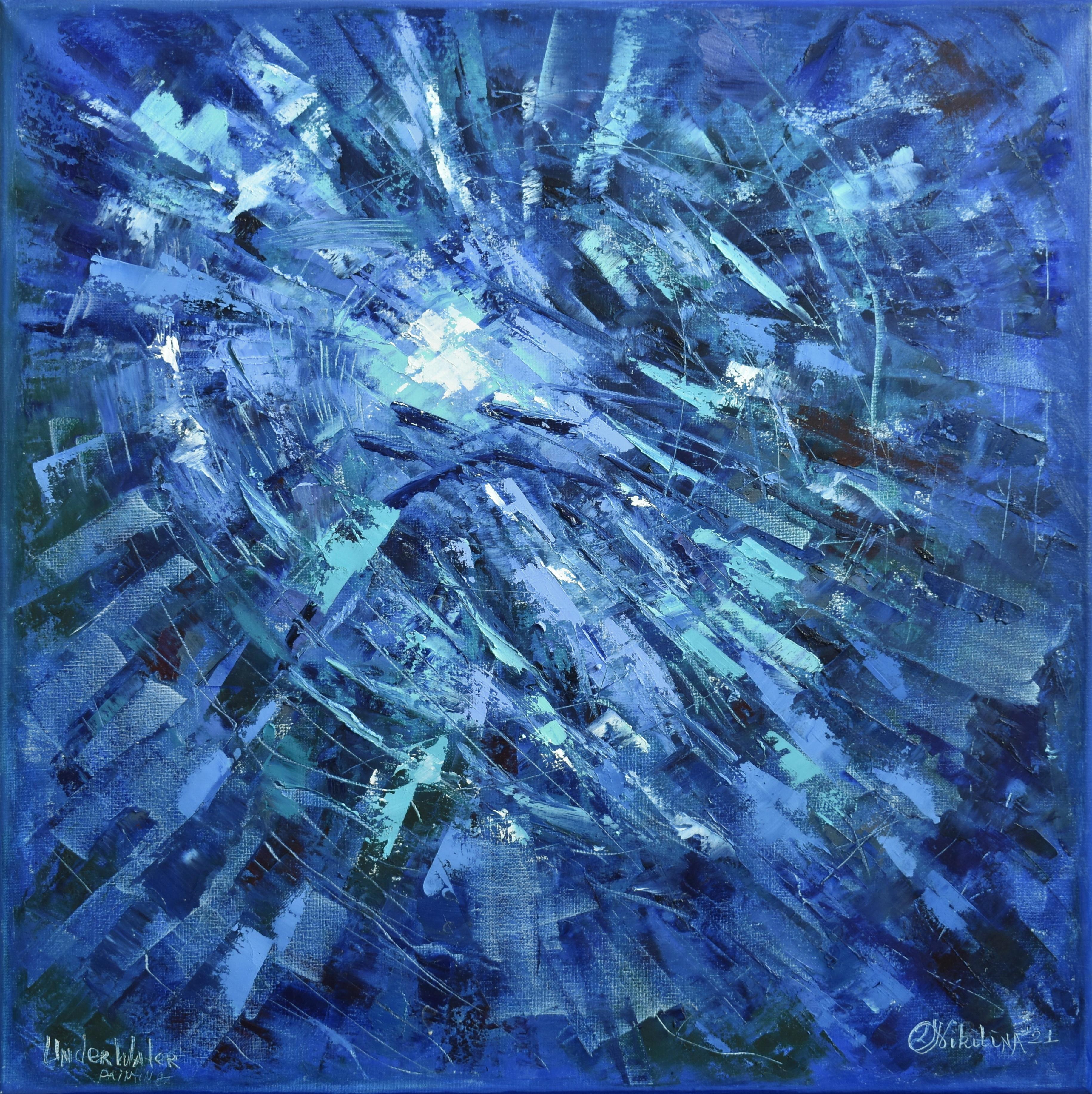 Olga Nikitina Abstract Painting – OCEAN MOTION UNDERWATER-PAINTING 