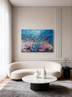 Tropical Coral Reef Painting, Abstract Oil on Canvas, Signed, 2010+