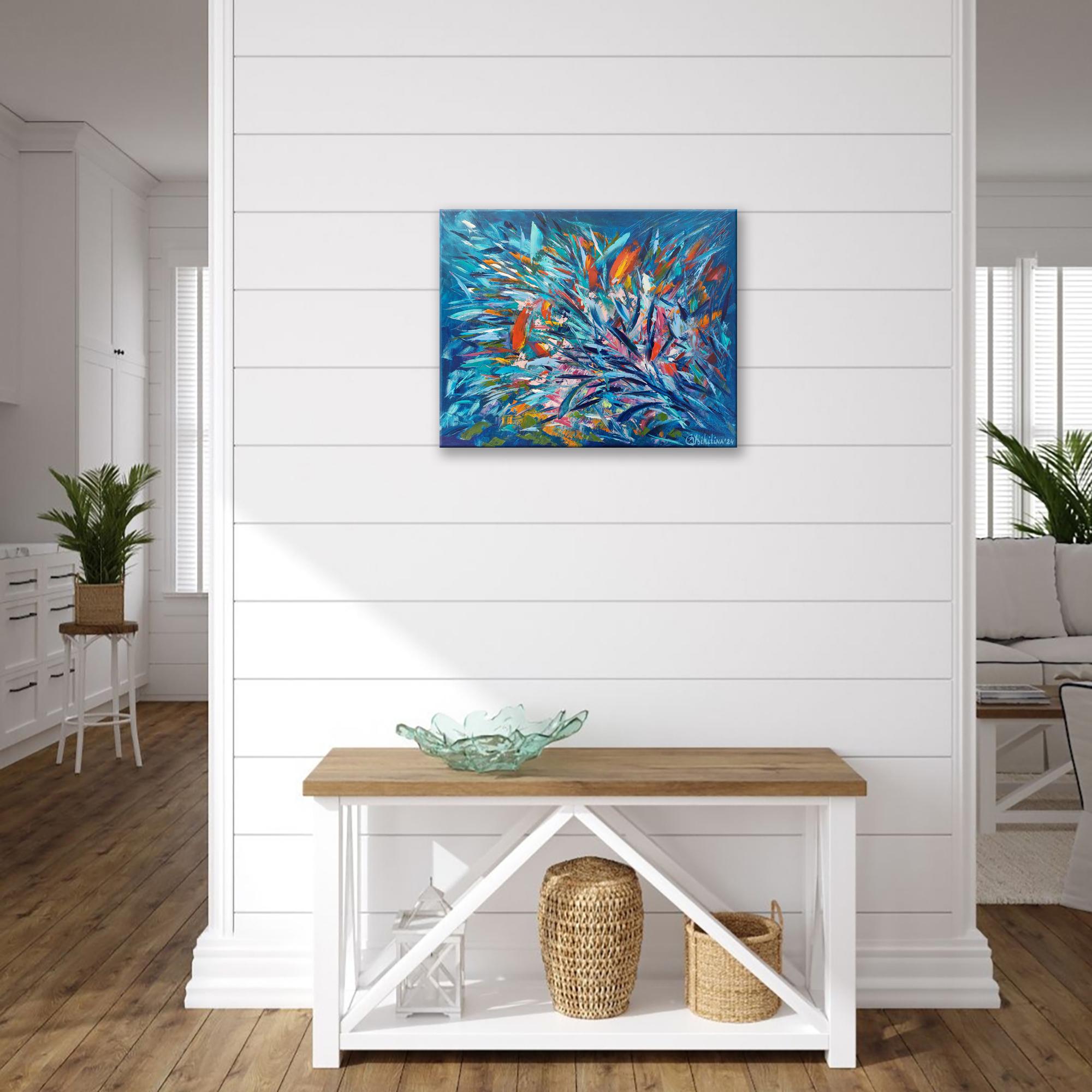 Ritmo dell'oceano Pittura subacquea Pittura ad olio originale ad impasto in vendita 2