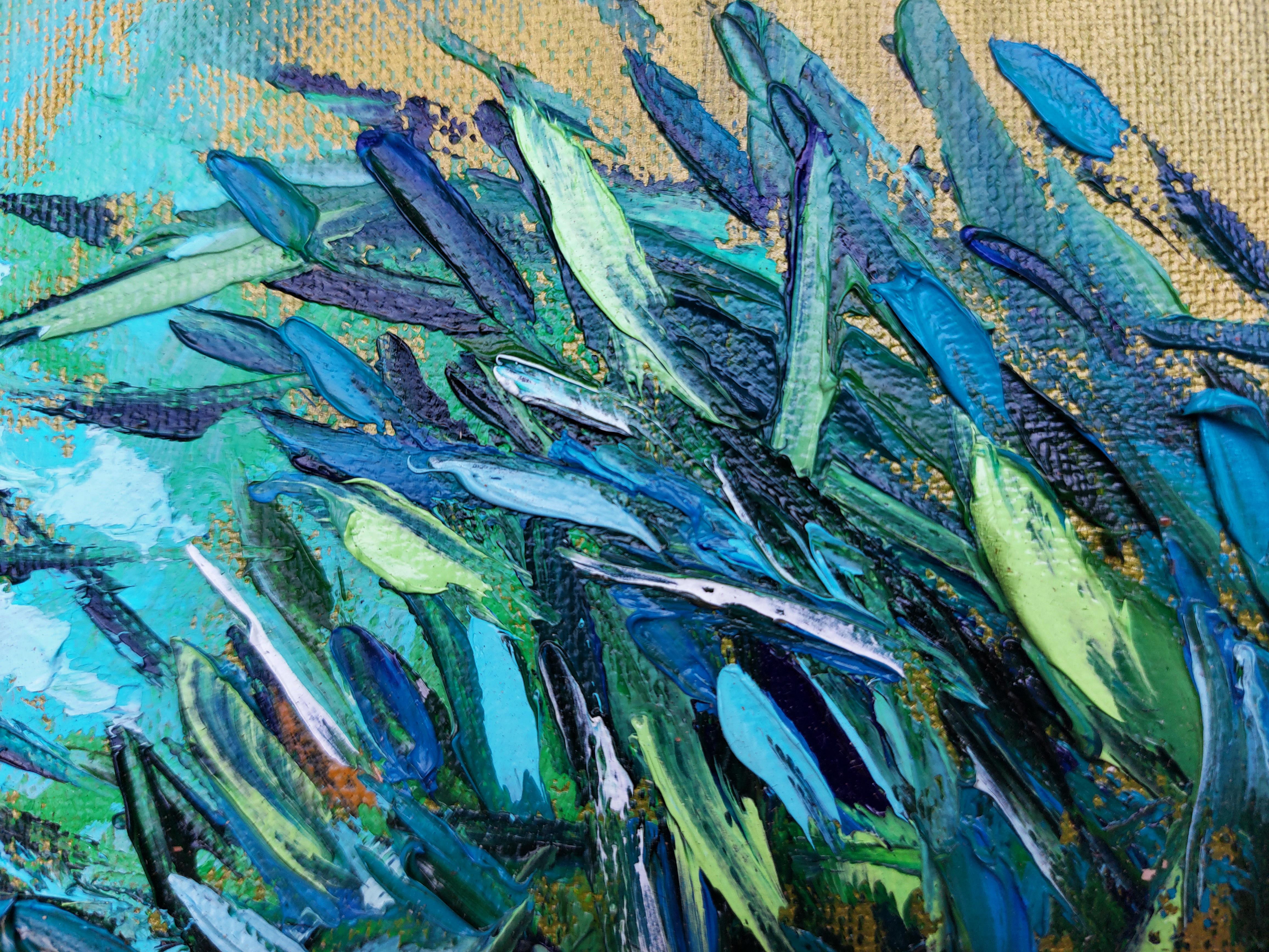 Dipinti originali Oceanic Arts e vita marina Arte dei pesci Marin - Abstract Painting Grigio di Olga Nikitina