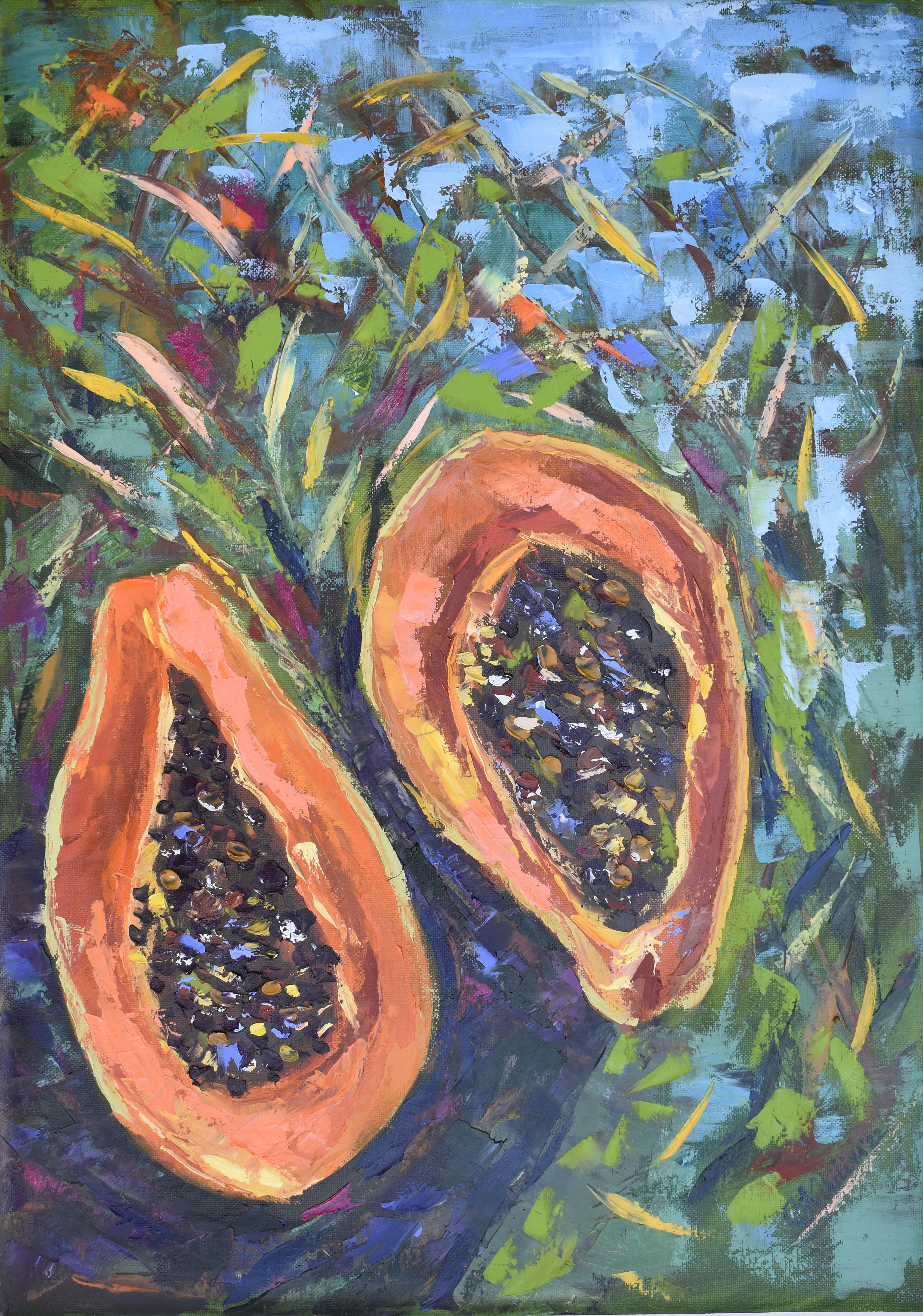 Papaya Tropical Fruit Painting