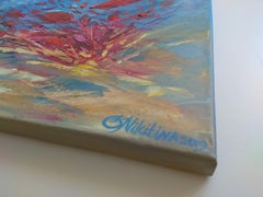 Red Expression Underwater Painting, Oil on Cotton Canvas