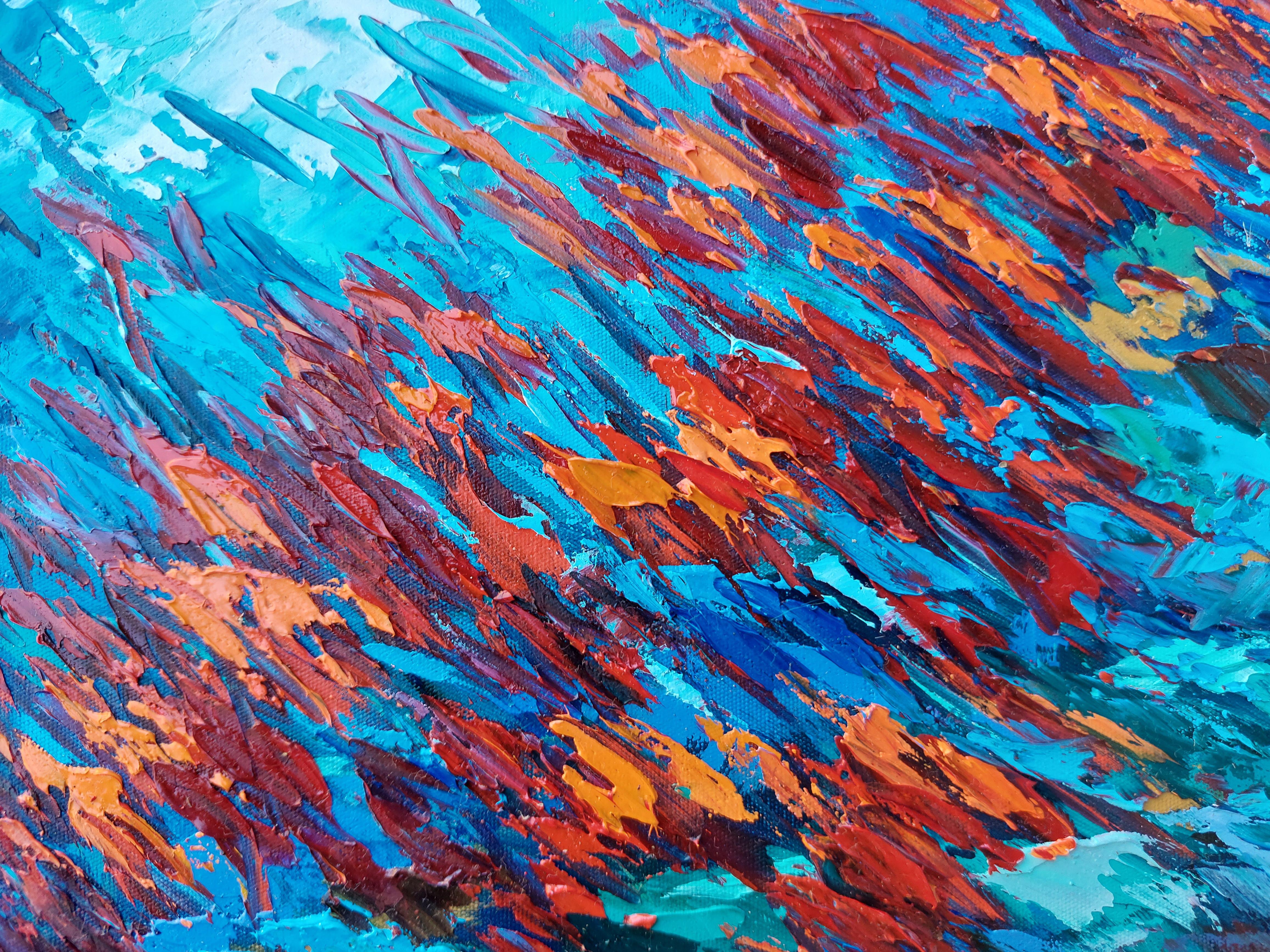 Pintura Pez Rojo Bajo el Agua Arte Original - Painting de Olga Nikitina