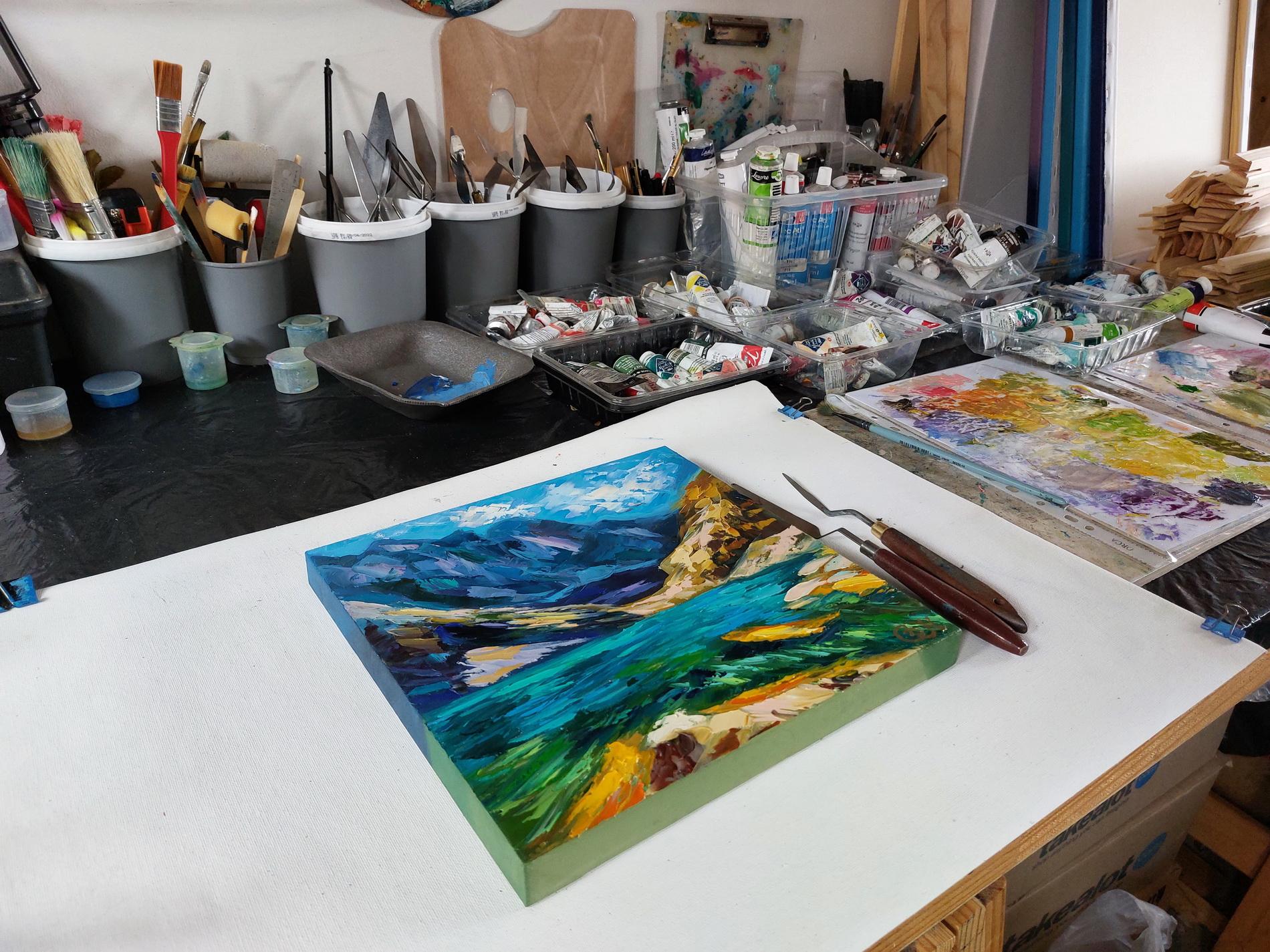 Pintura de las Montañas Rocosas Parque Nacional Arte original en venta 2