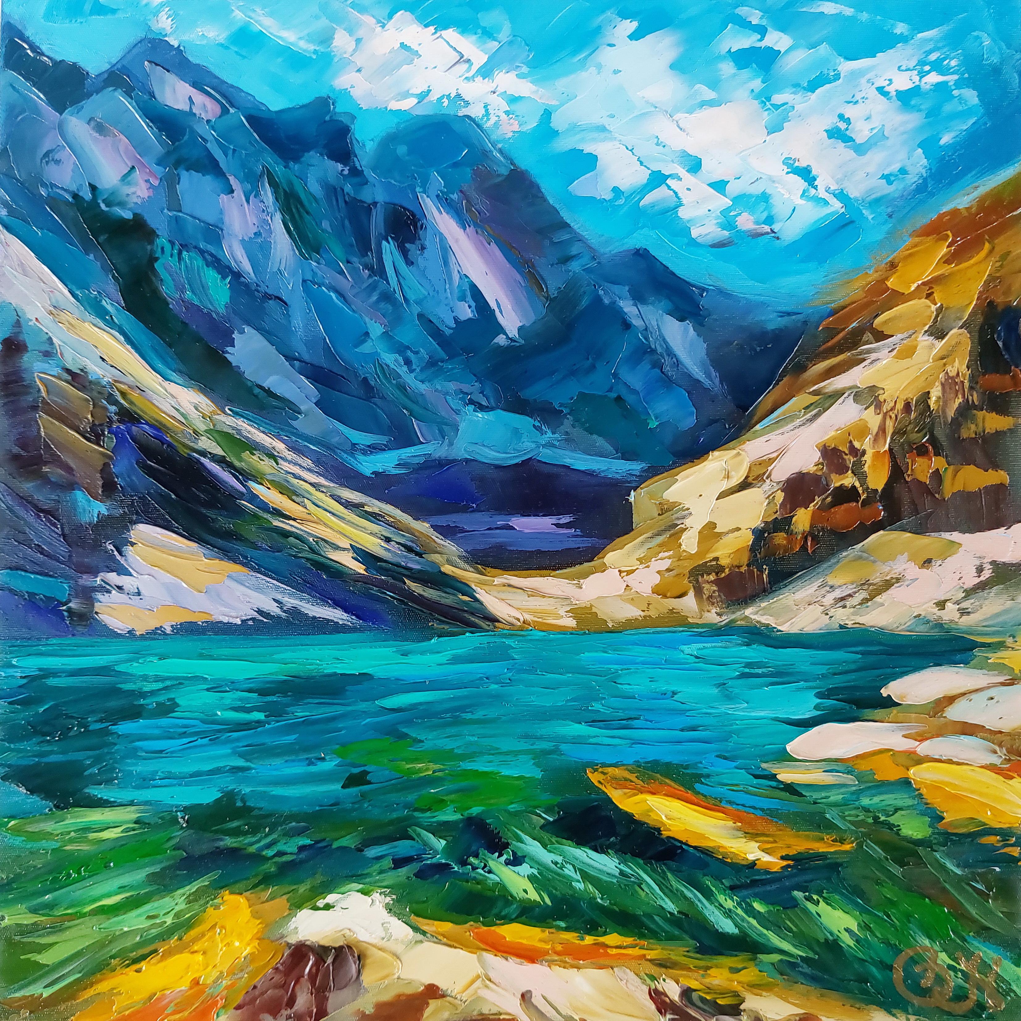 Interior Painting de Olga Nikitina - Pintura de las Montañas Rocosas Parque Nacional Arte original