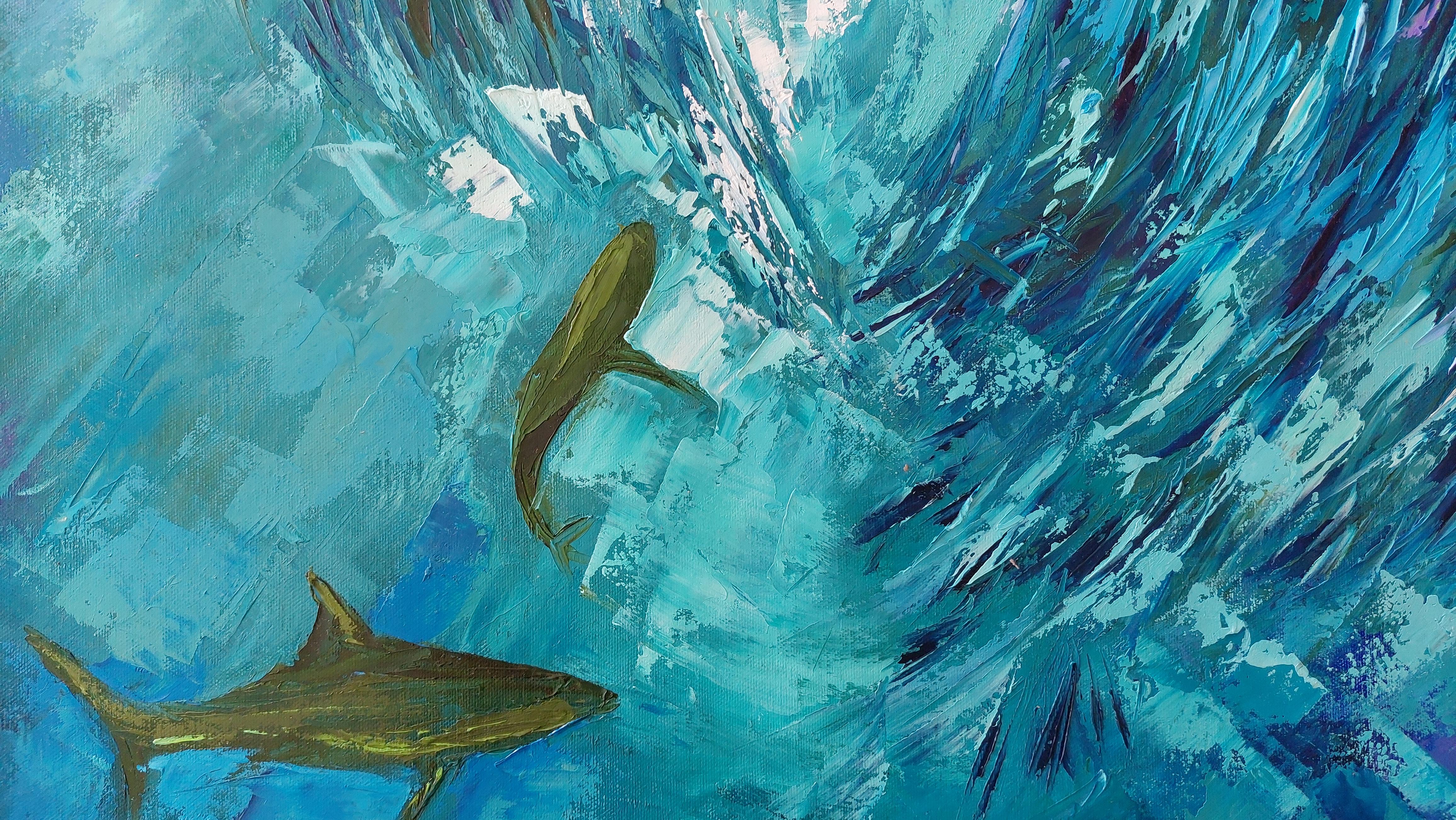 Fish Painting Sardine Run Bait Ball South Africa Underwater Art For Sale 3