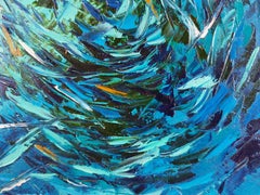 Sardines Painting BaitBall Underwater Original Art