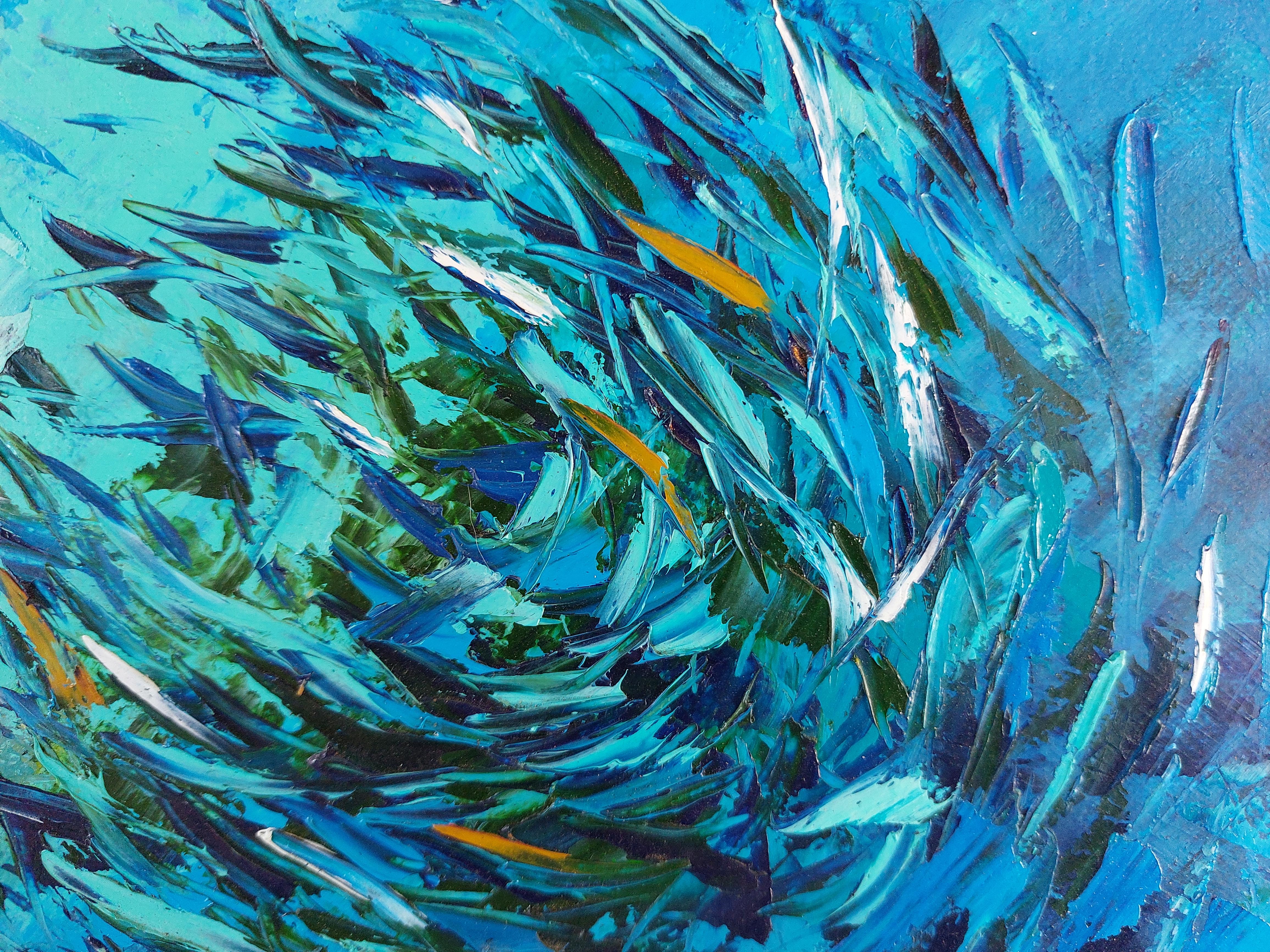 Sardines, Gemälde BaitBall unter Wasser, Original-Kunst 2