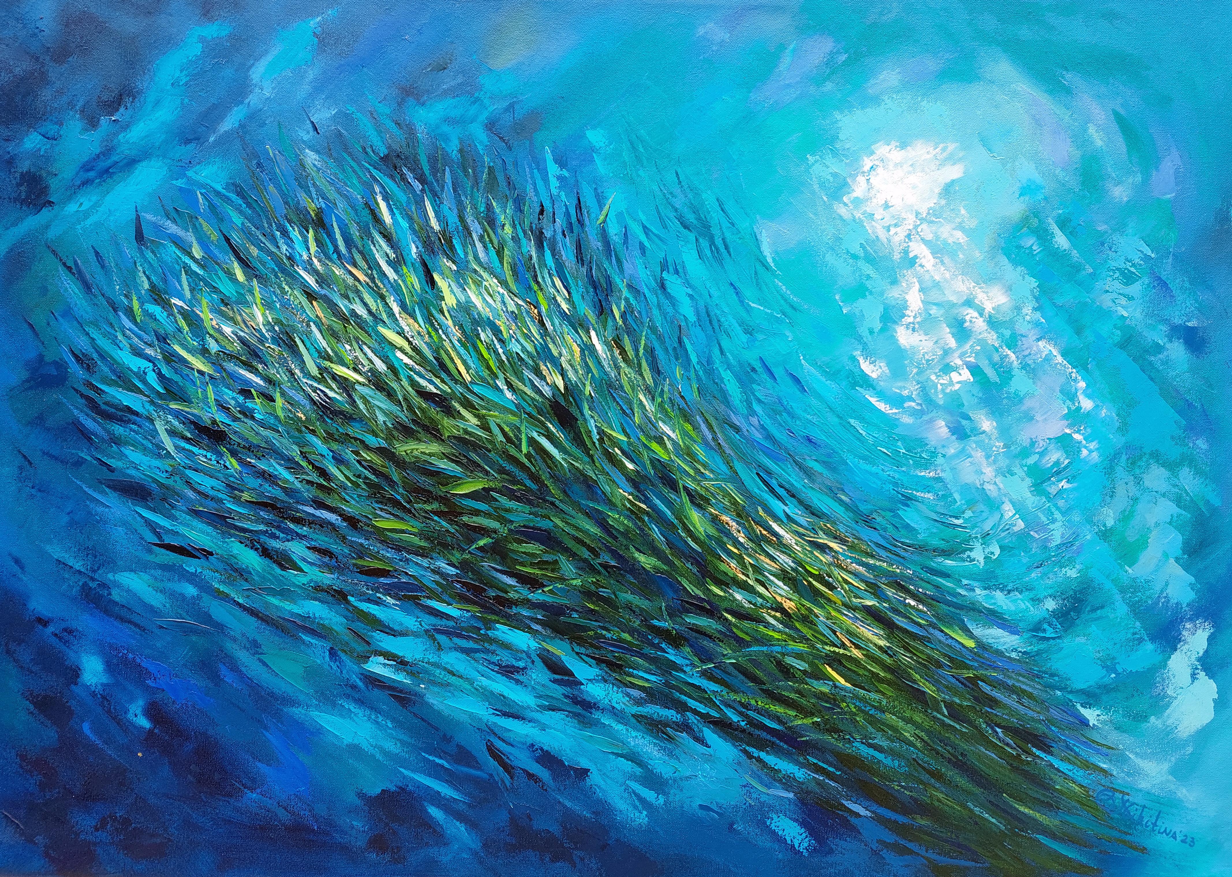 Peinture Sardines poisson Stream sous eau Sardine Run