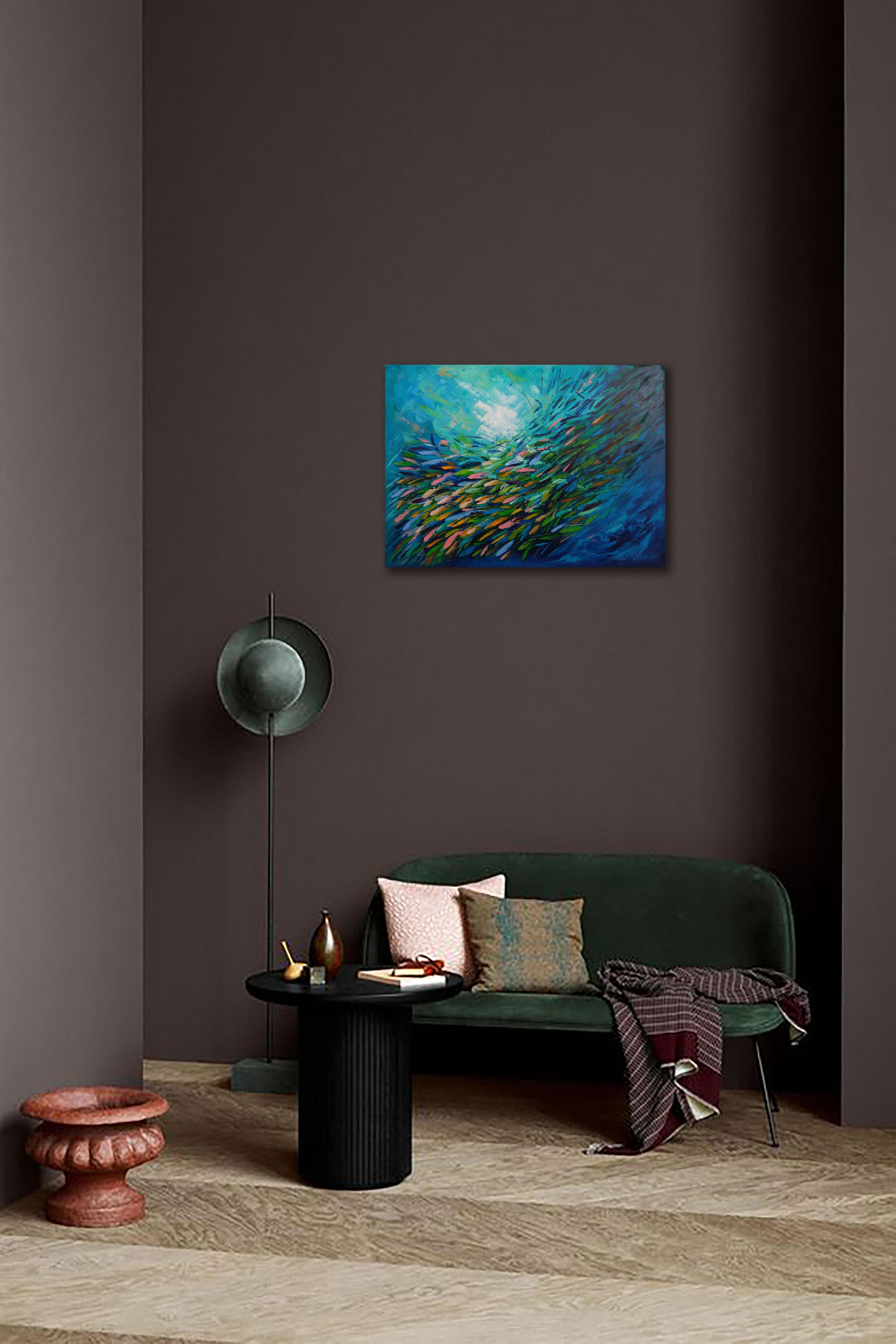 École de poissons Peinture Oceanic Arts en vente 1