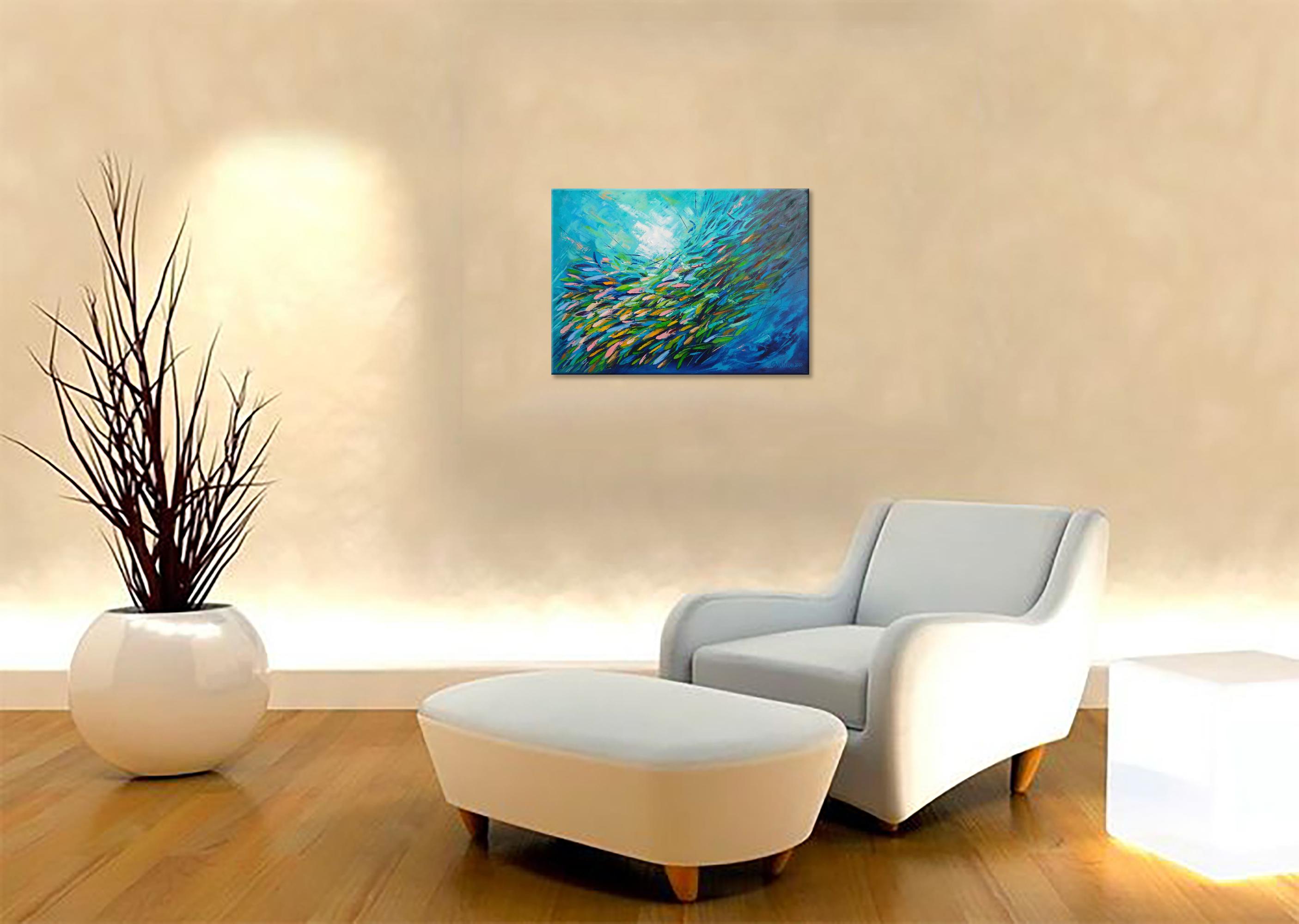 École de poissons Peinture Oceanic Arts en vente 2