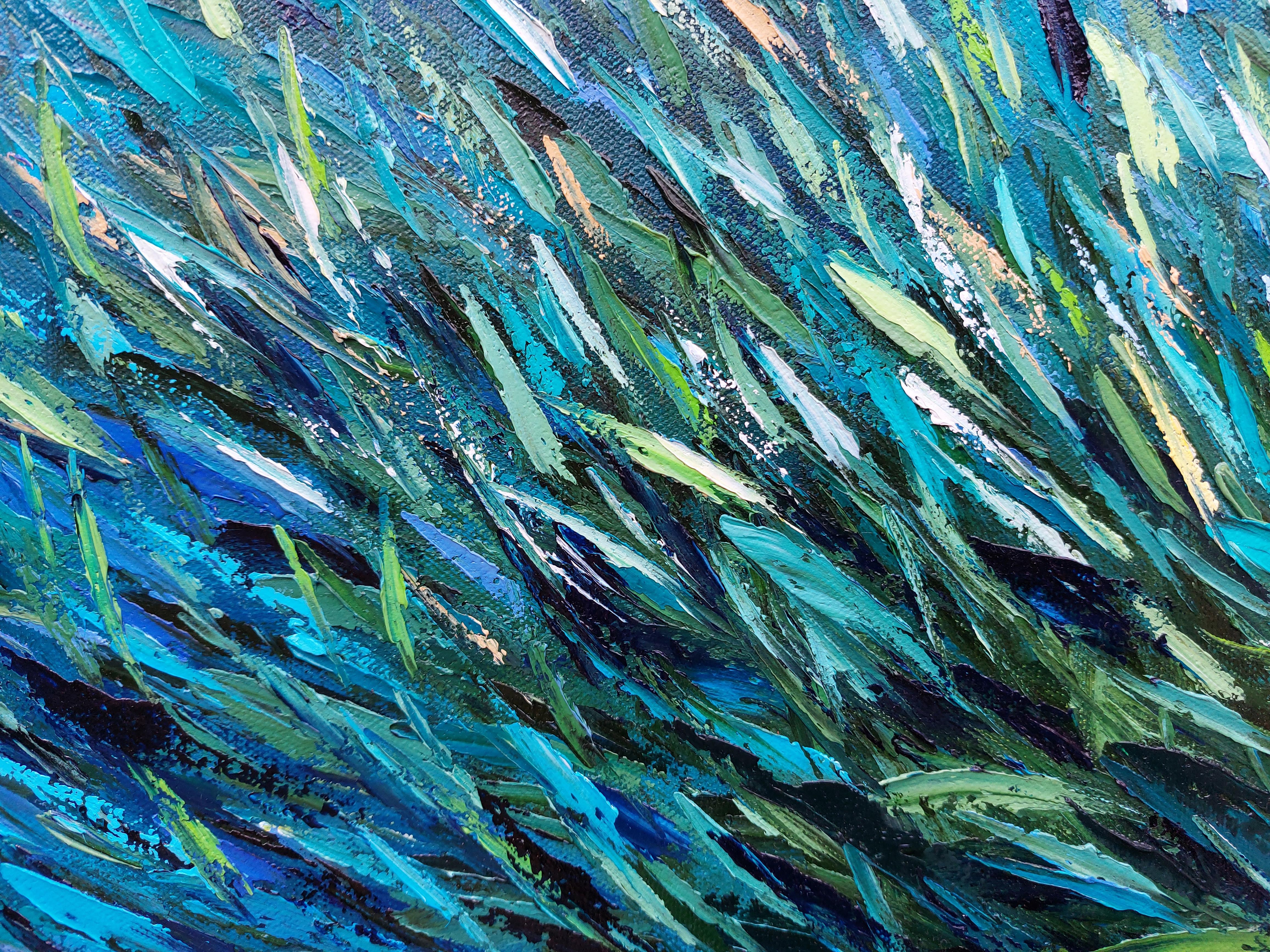School of Fish Sardines Stream - Abstract Expressionist Painting by Olga Nikitina