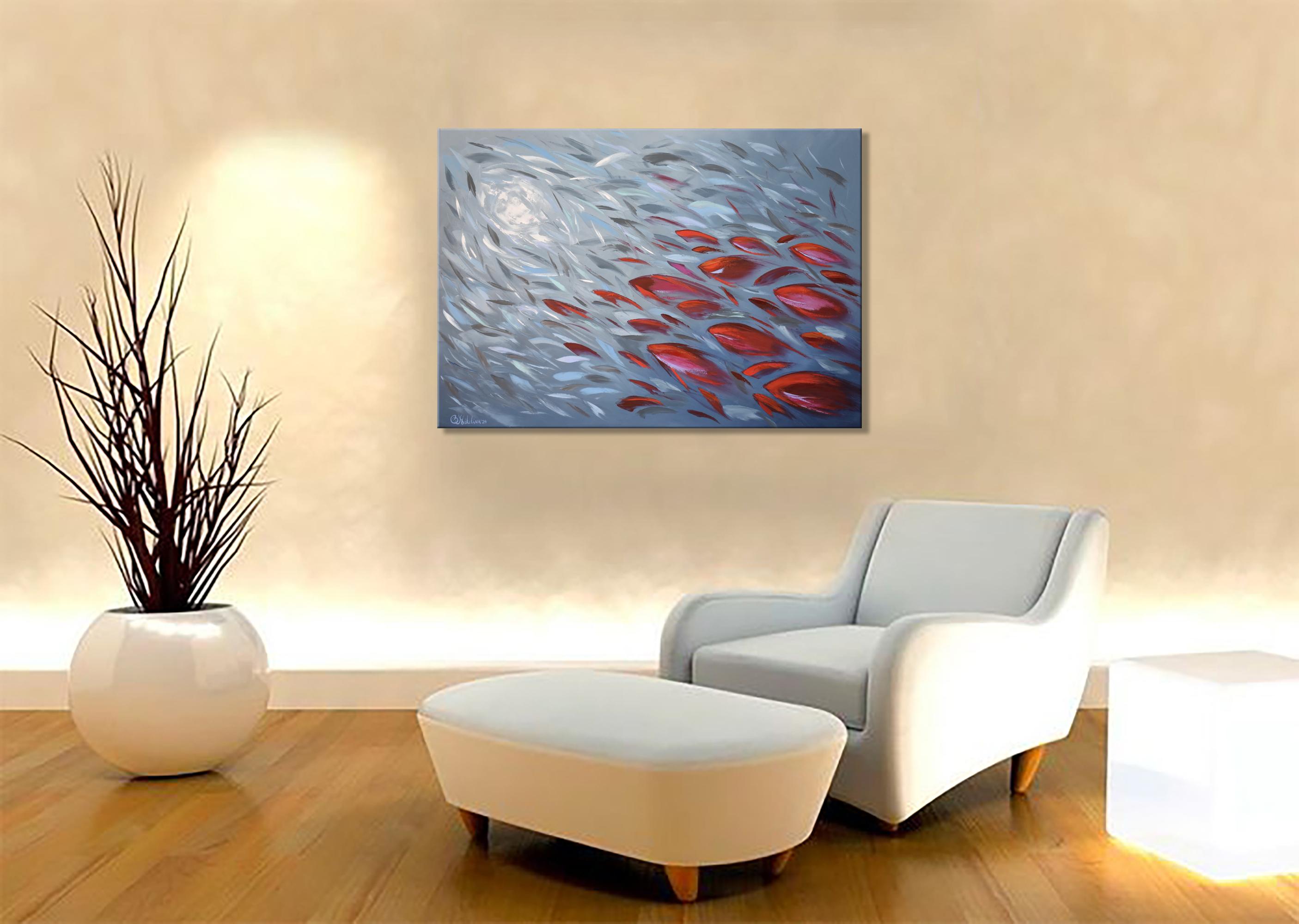 Scuola di pesce rosso Pittura Impasto Tavolozza Coltello Arte in vendita 6