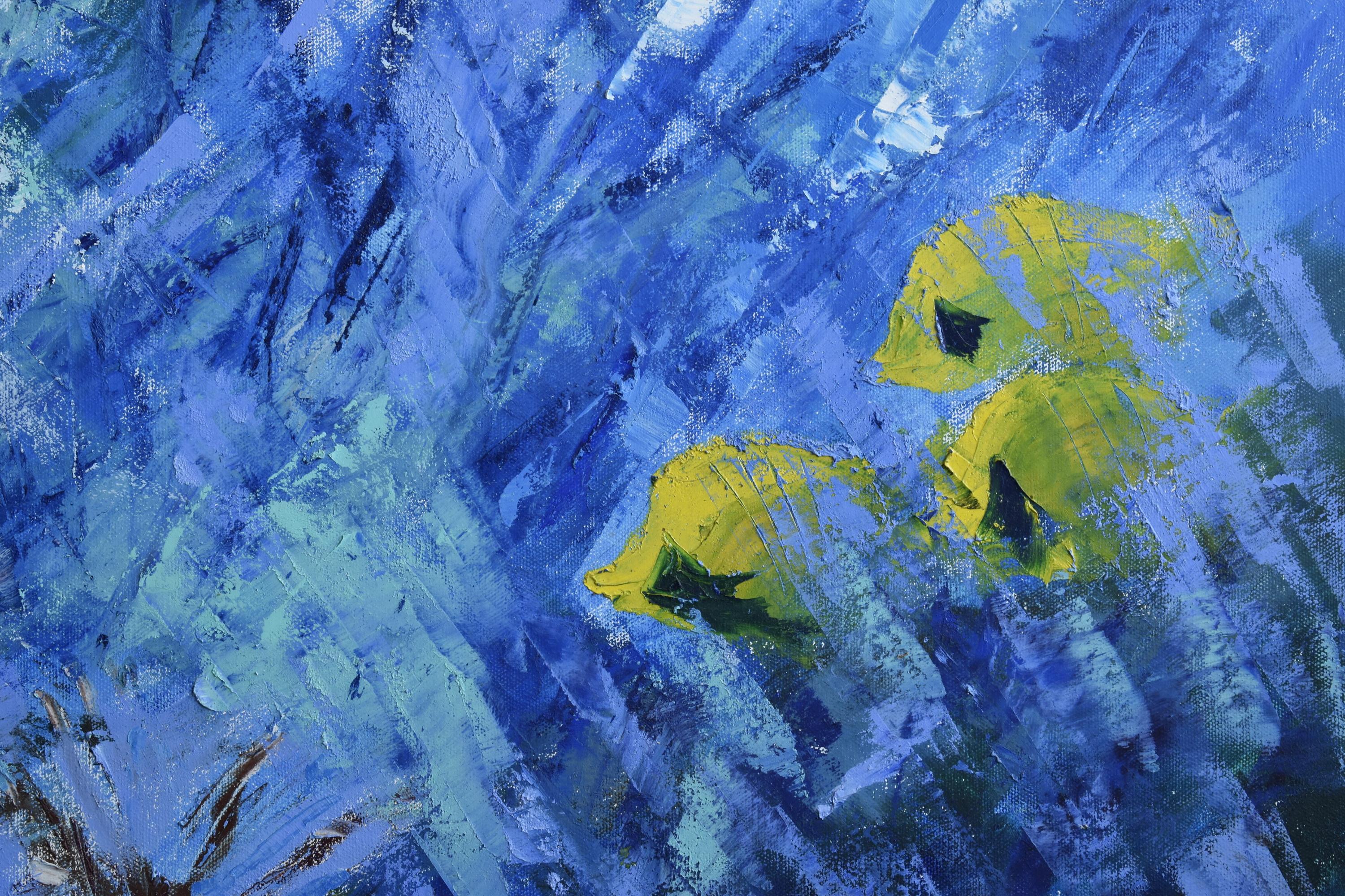 Seven Days Underwater entstand unter Wasser während des Tauchens in Tauchens (Abstrakter Expressionismus), Painting, von Olga Nikitina