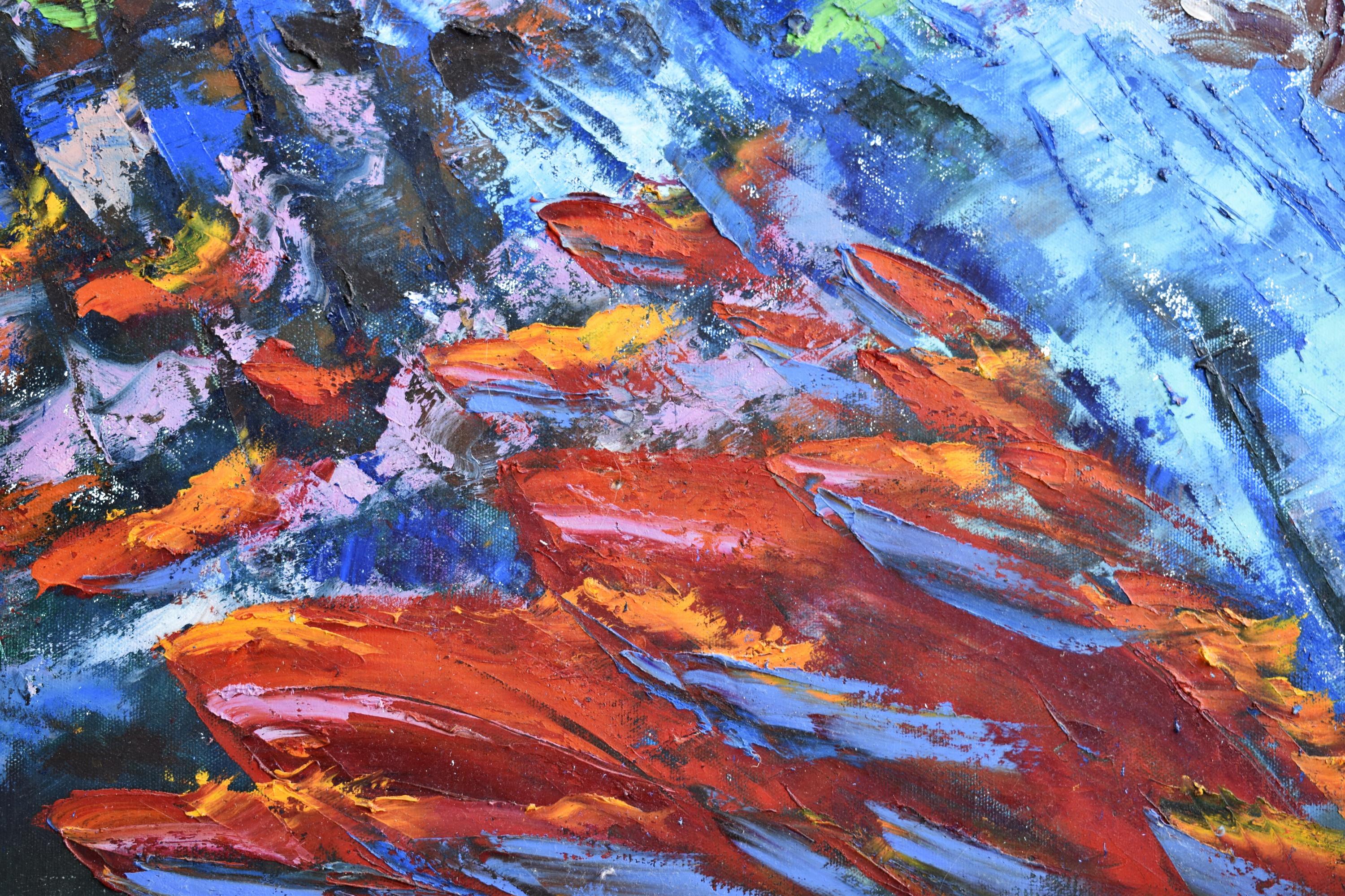 Unterwasser-Malerei von OlgaNikitinArt, Projekt 7 Tage unter Wasser. Das größte Kunstwerk von Olga Nikitina, das unter Wasser beim Tauchen entstanden ist, 120x80cm. Das Kunstwerk spiegelt die Geschichte von 7 Safaritagen im Roten Meer auf der
