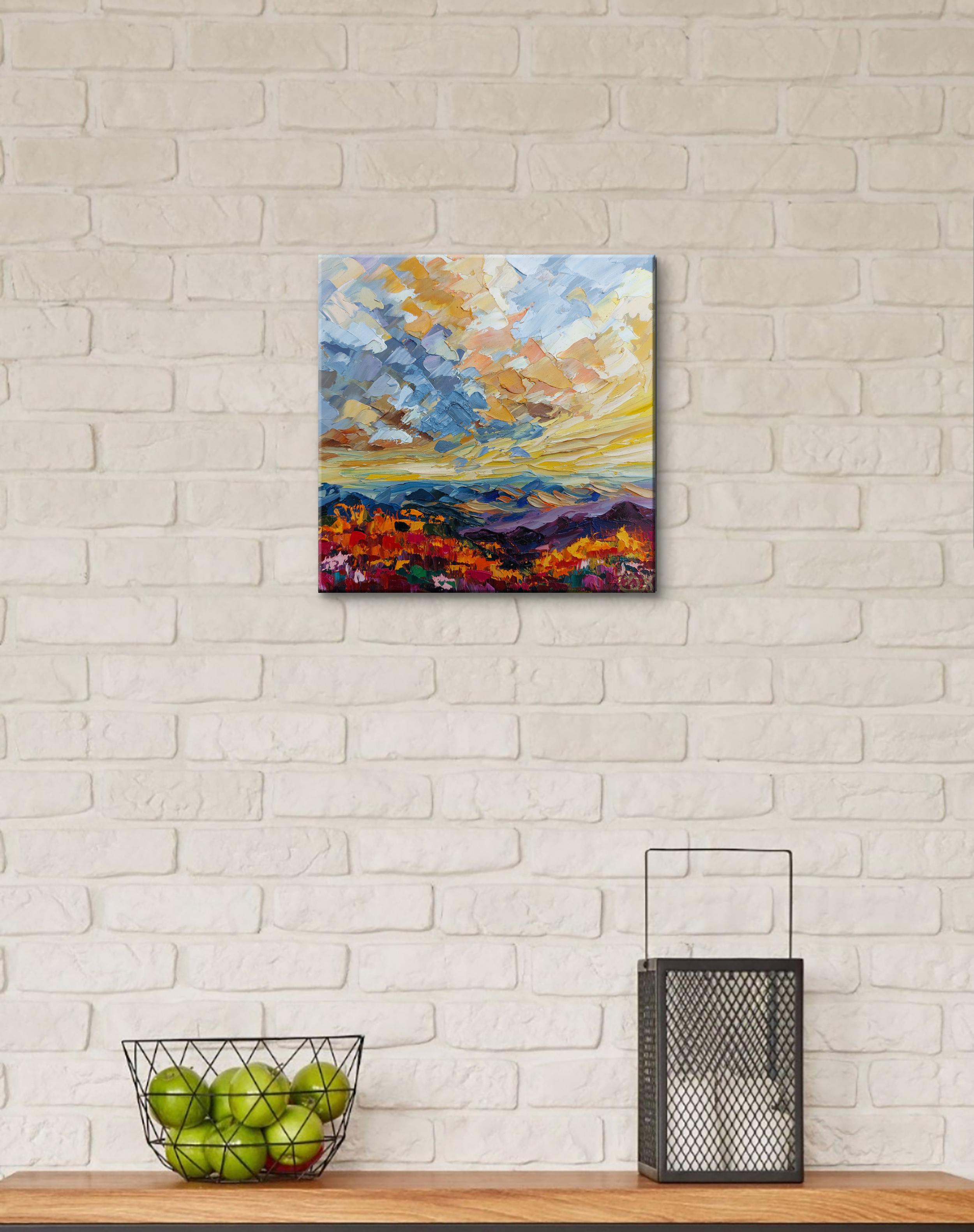 Smoky Mountains Ölgemälde Landschaft – Painting von Olga Nikitina