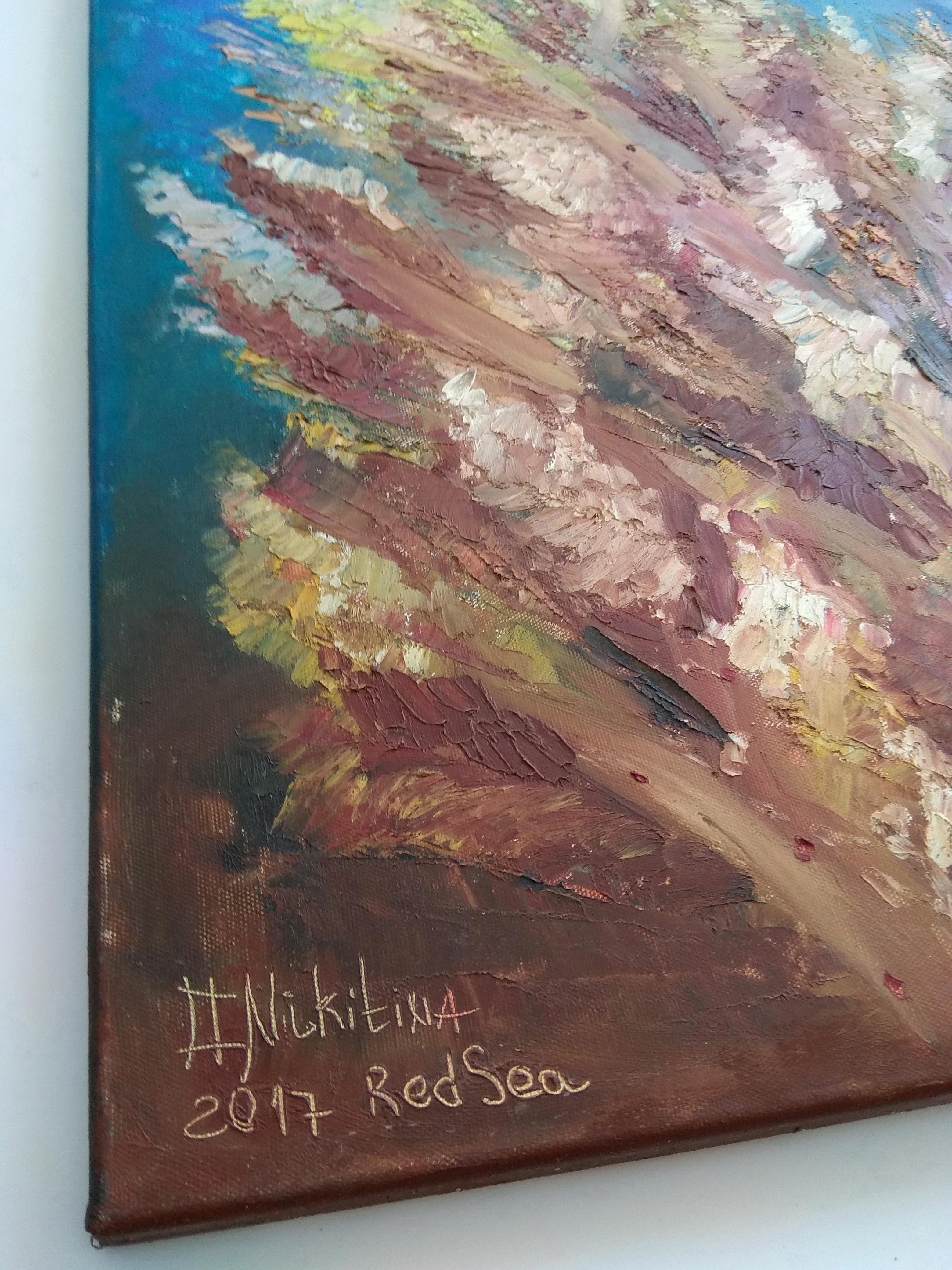 Soft Coral Underwater painting was created underwater at the depth of 11 meters - Painting by Olga Nikitina