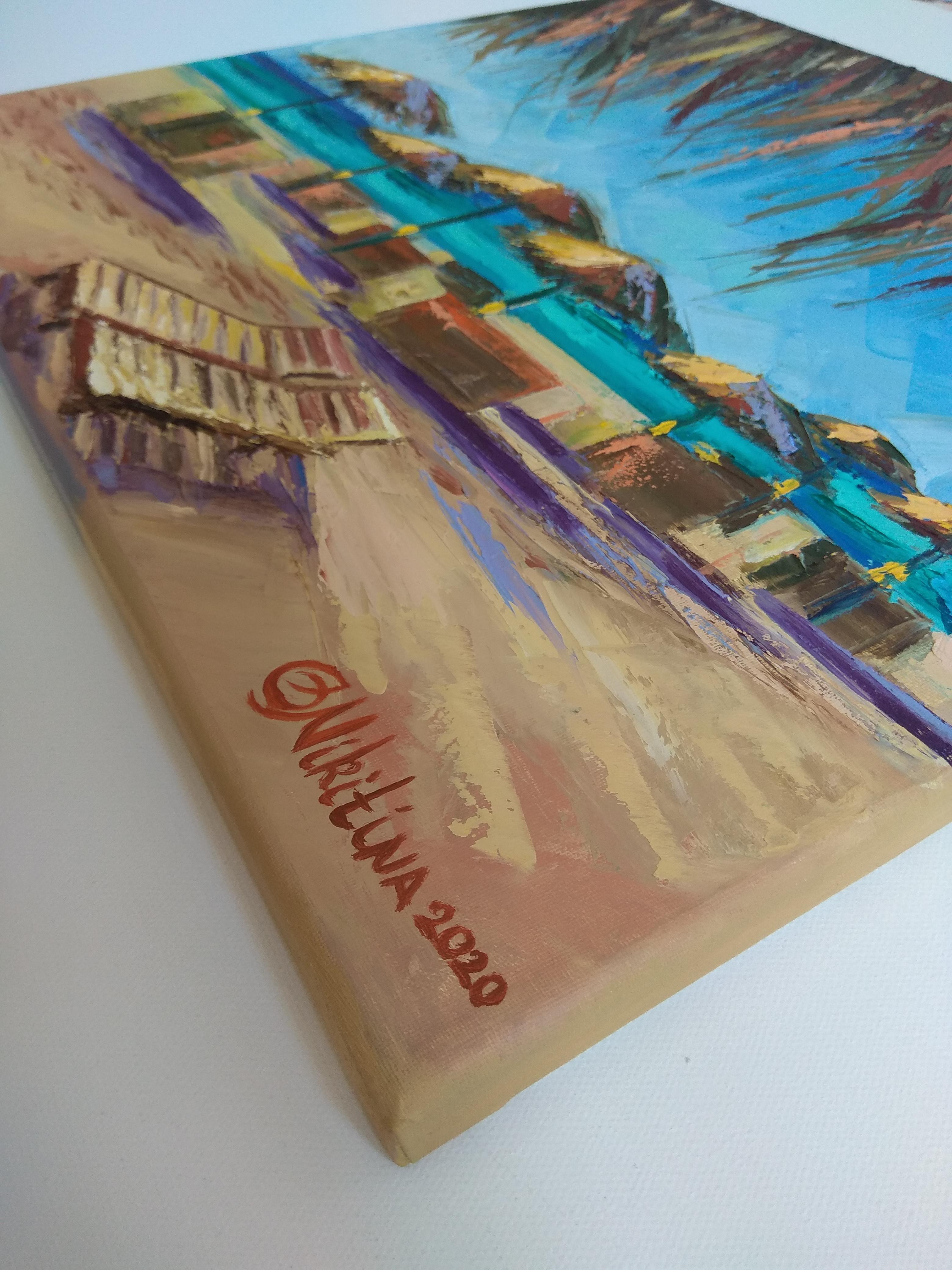 Sunny Day on The Beach – Painting von Olga Nikitina